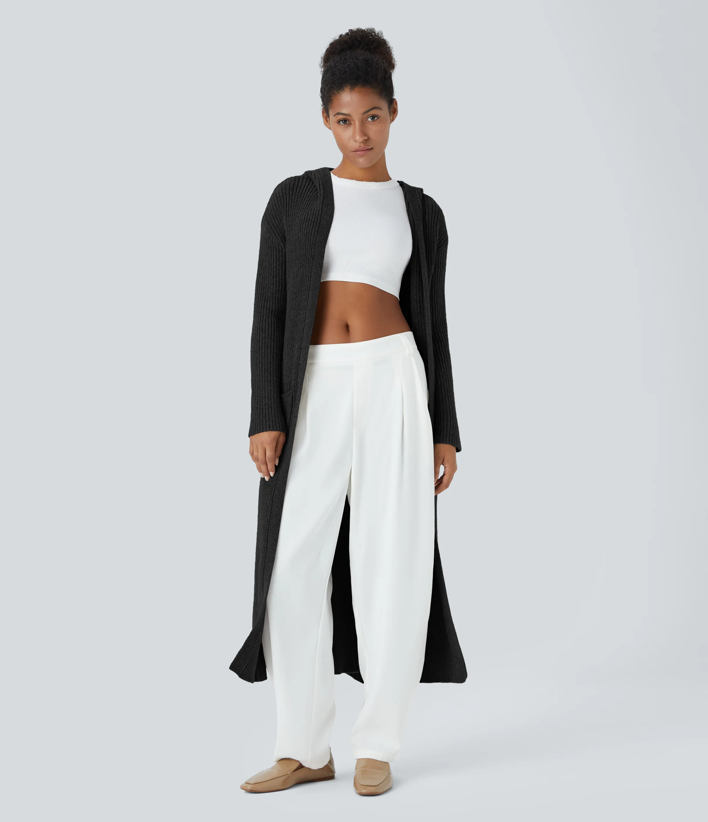 Halara Cárdigan manga larga capucha bolsillo lateral abertura - Black - XS sold by Halara product image thumbnail 2