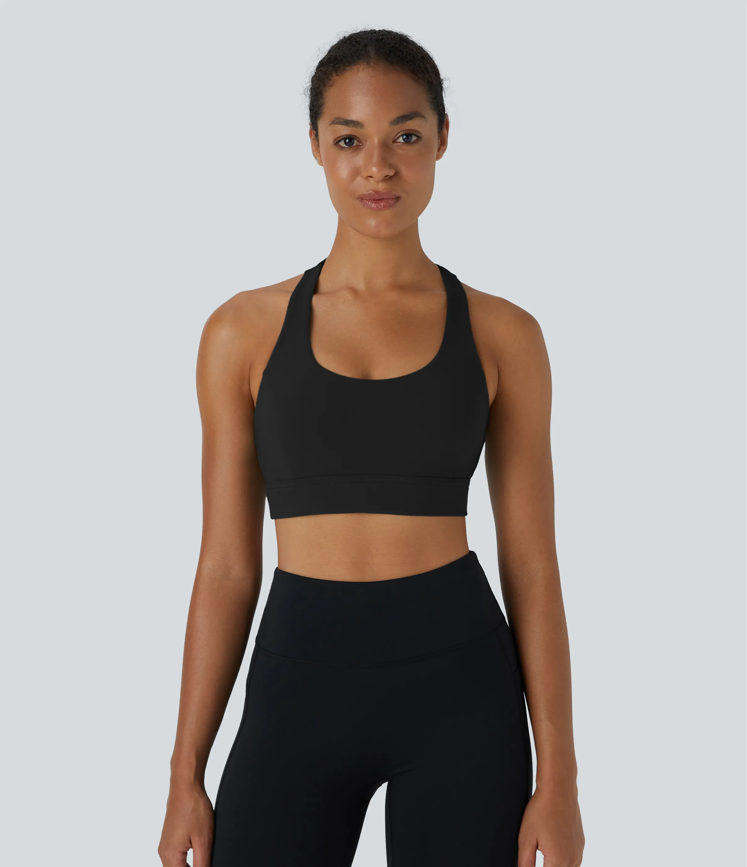 Halara Brasier deportivo de yoga tipo racerback de sujeción baja en copas D-F - Black - L sold by Halara product image thumbnail 3