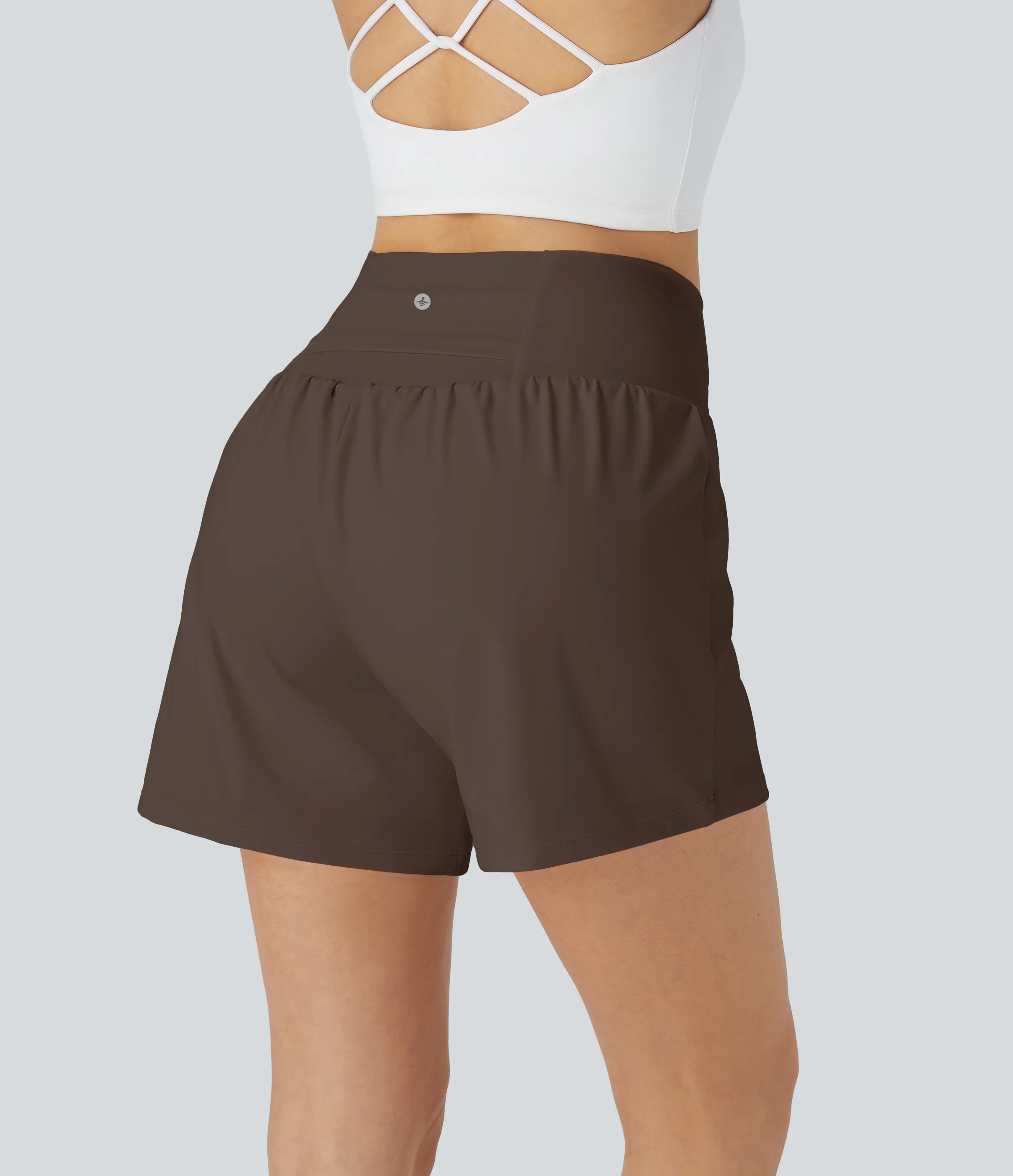 Halara Pantalón corto yoga 2 en 1 bolsillo trasero oculto tiro súper alto bolsillo lateral oculto 12.5cm-más largo - Chocolate Martini - XL(Long) sold by Halara product image thumbnail 3