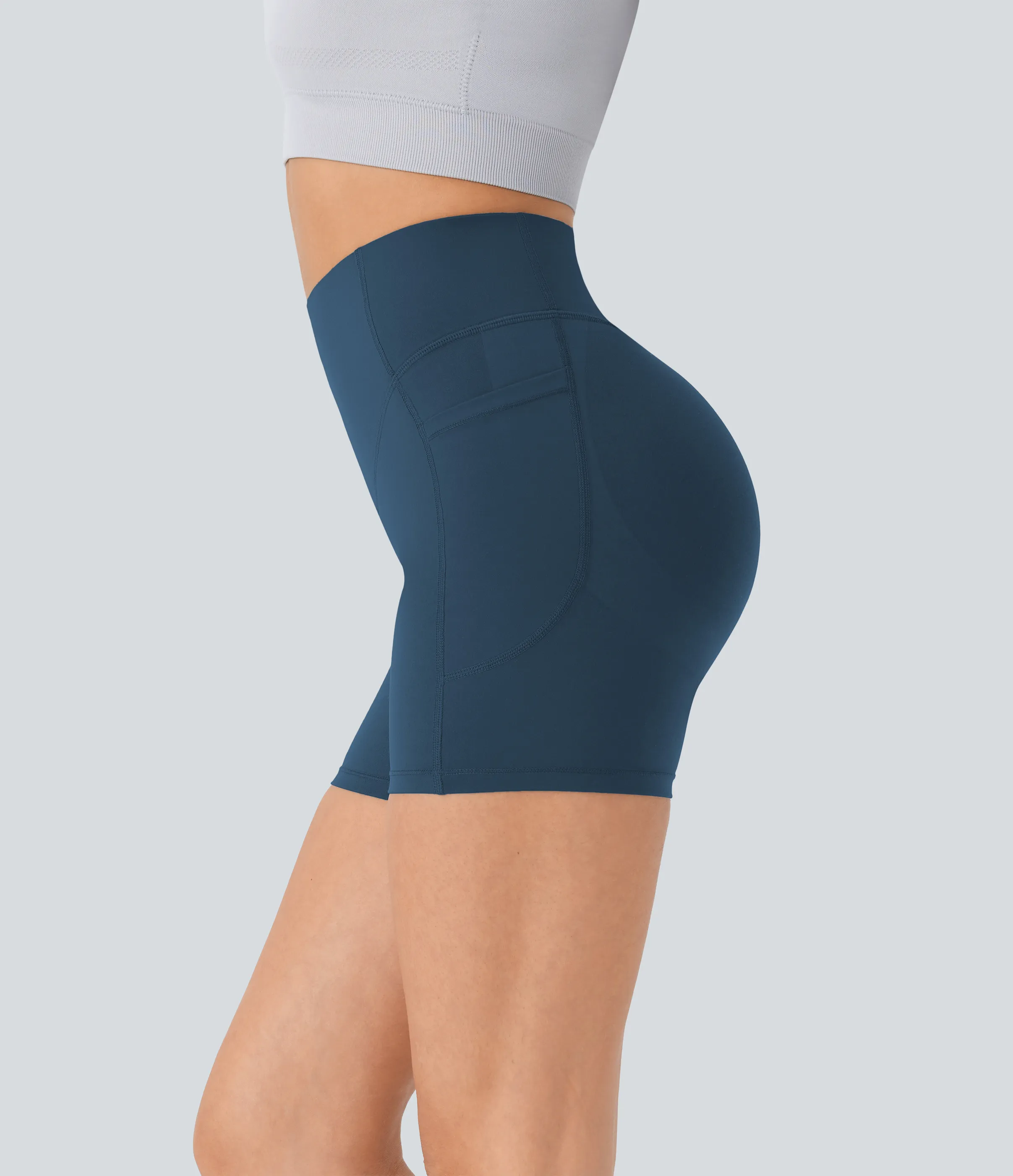 Halara Pantalón corto SoCinched UltraSculpt ciclista tiro alto realce glúteo bolsillo lateral entrenamiento 12.5cm - Majolica Blue - XL sold by Halara