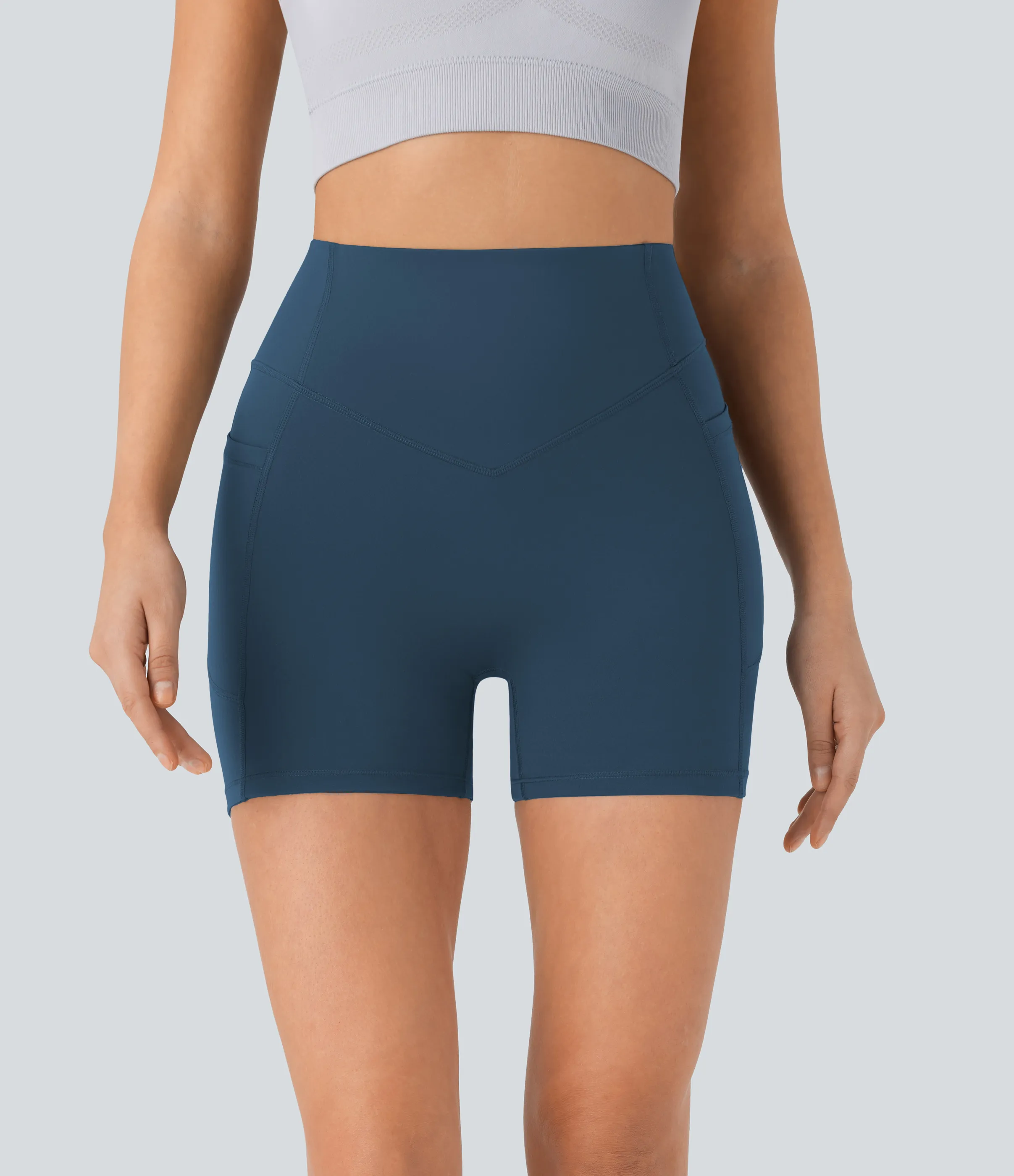 Halara Pantalón corto SoCinched UltraSculpt ciclista tiro alto realce glúteo bolsillo lateral entrenamiento 12.5cm - Majolica Blue - XL sold by Halara product image thumbnail 4
