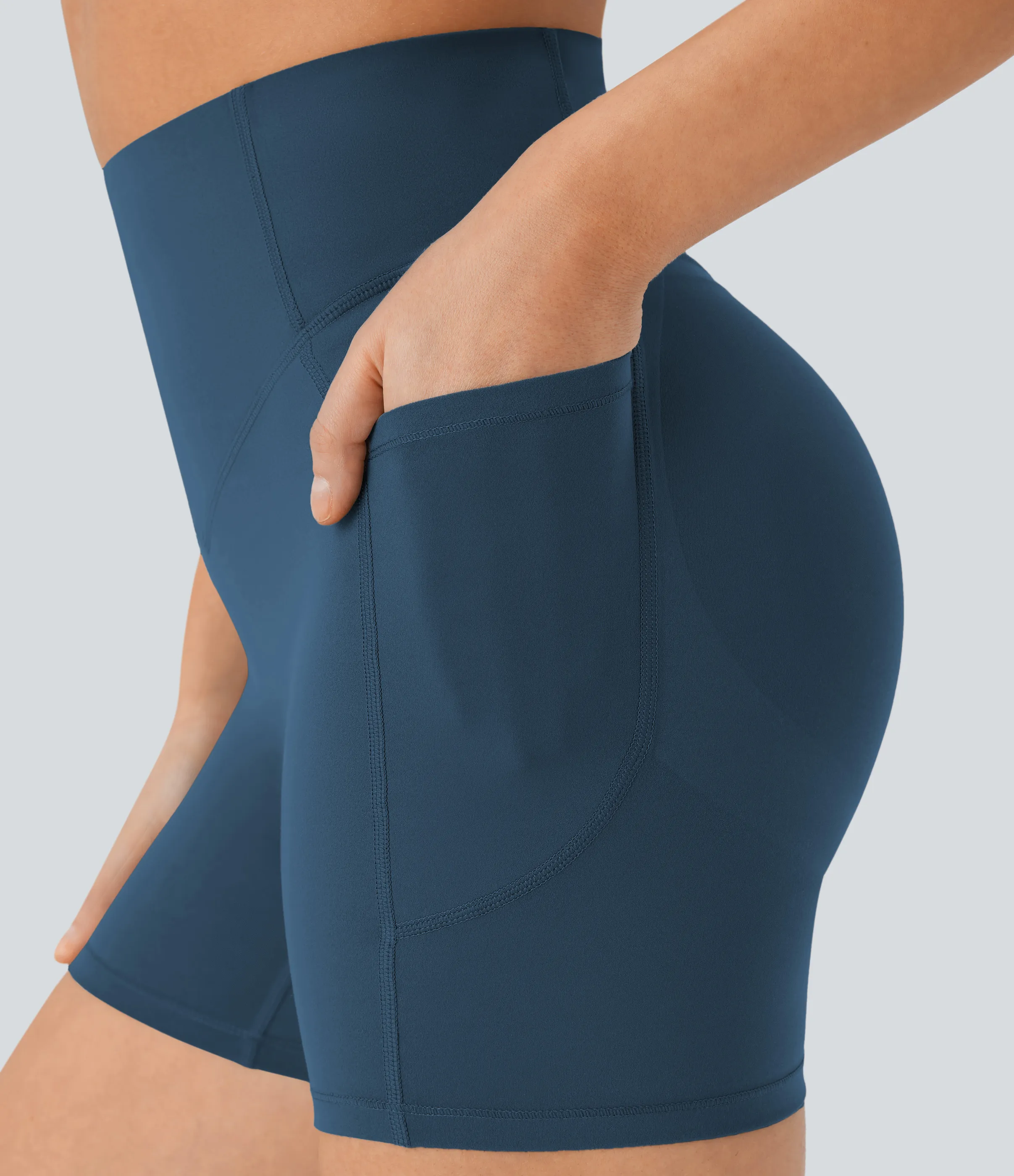 Halara Pantalón corto SoCinched UltraSculpt ciclista tiro alto realce glúteo bolsillo lateral entrenamiento 12.5cm - Majolica Blue - XL sold by Halara product image thumbnail 5