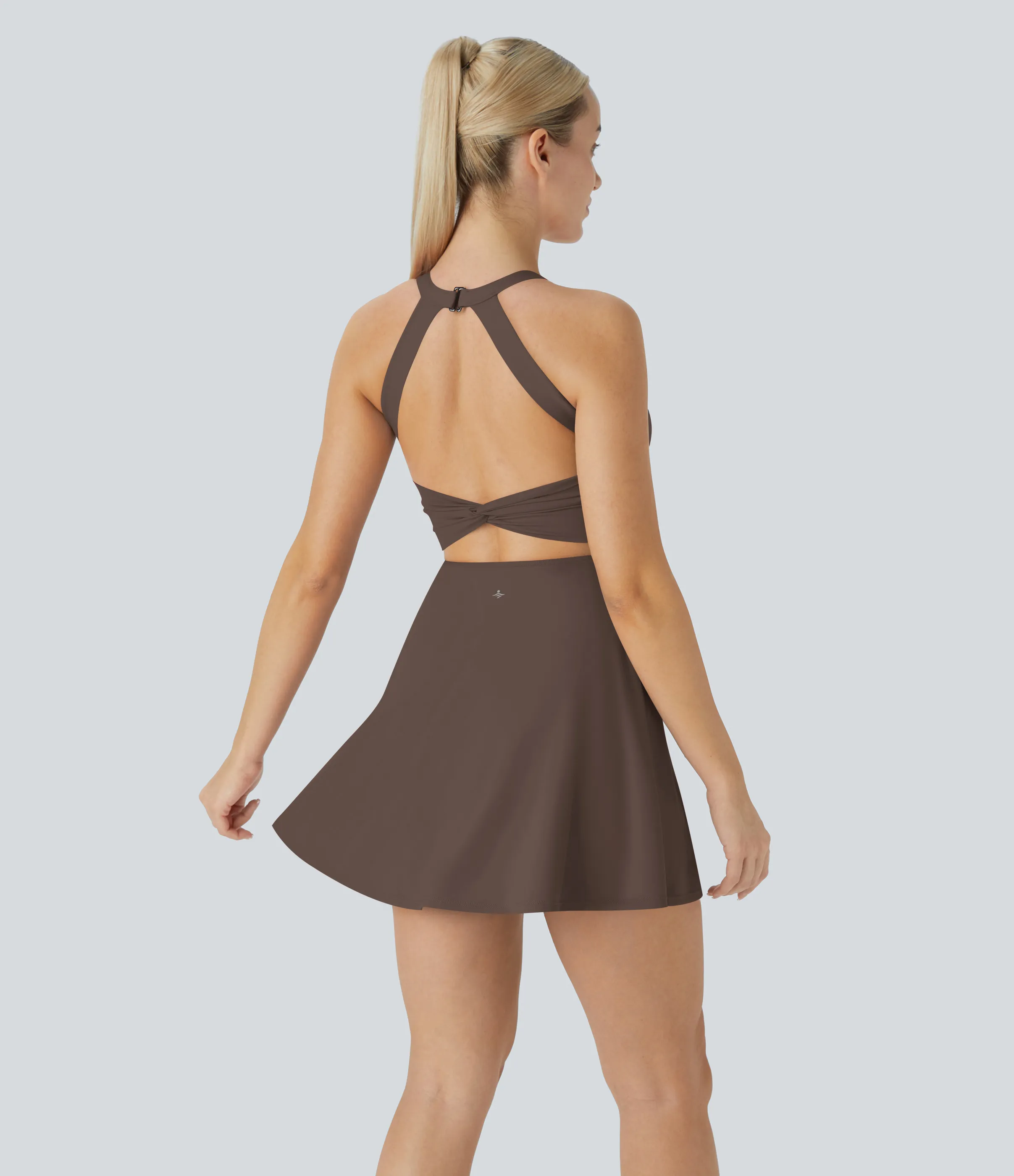 Halara Vestido Softlyzero™ Airy deportivo activo baile tacto fresco sin espalda retorcido - Edición Easy Peezy - Chocolate Martini - XL sold by Halara product image thumbnail 3
