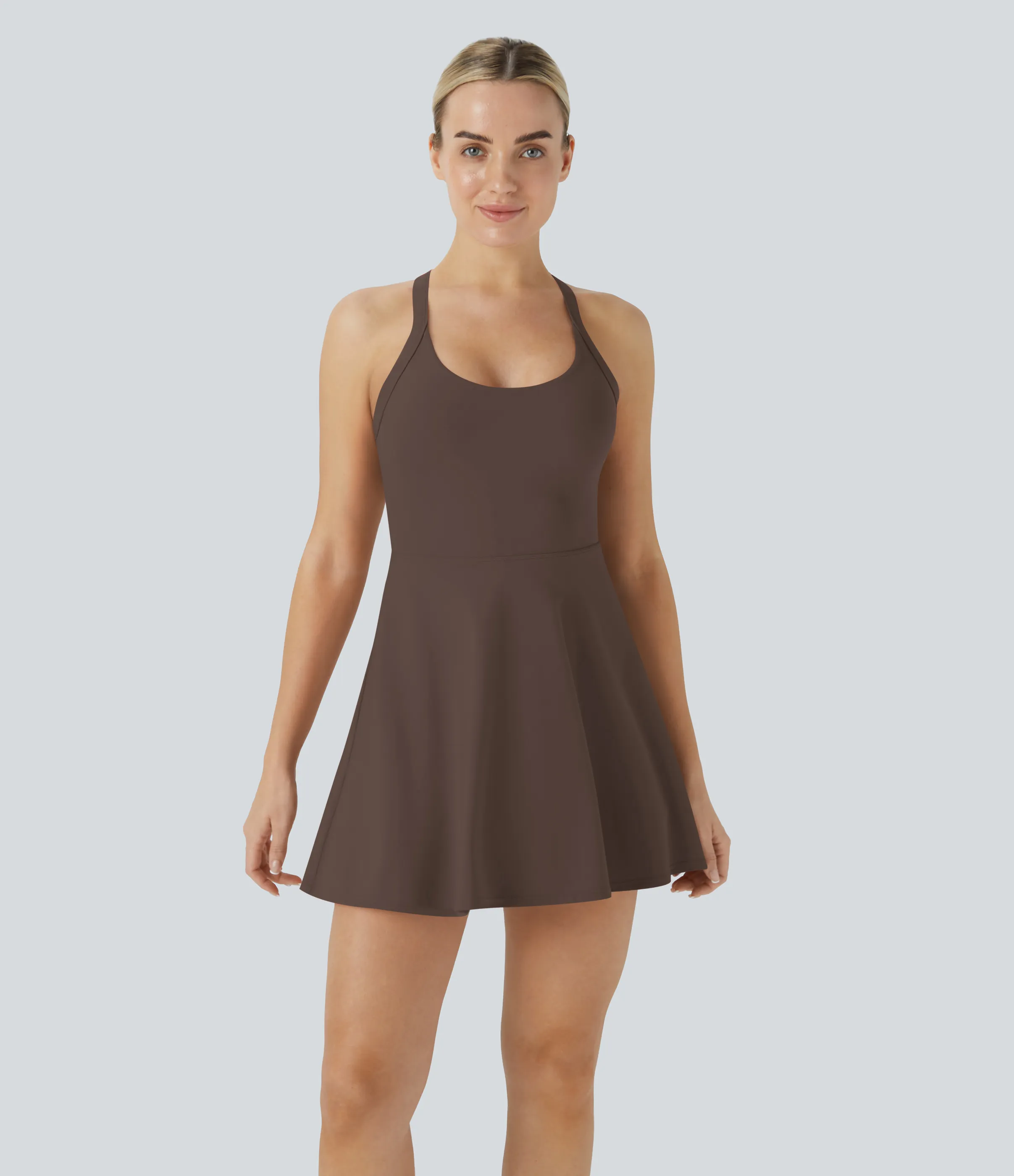 Halara Vestido Softlyzero™ Airy deportivo activo baile tacto fresco sin espalda retorcido - Edición Easy Peezy - Chocolate Martini - XL sold by Halara product image thumbnail 4