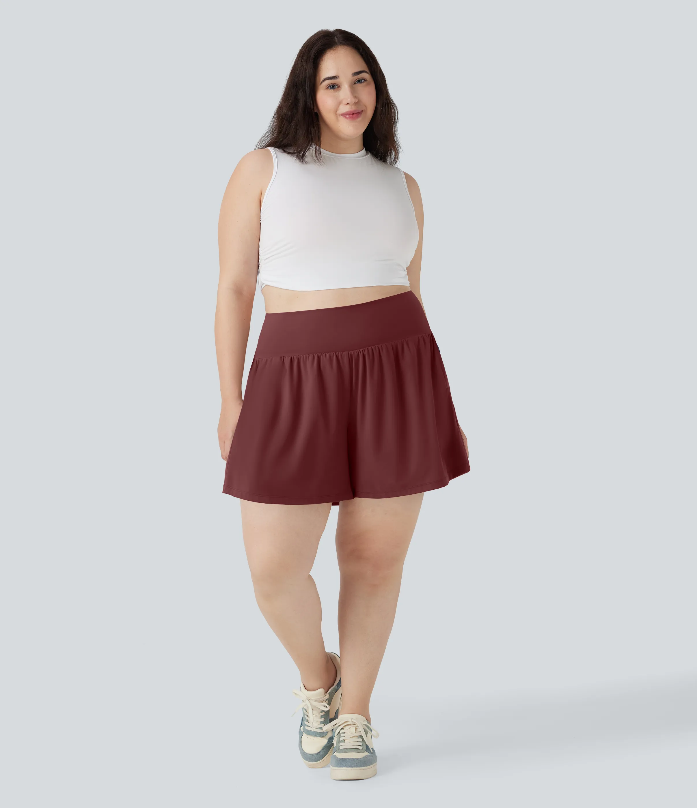 Halara Pantalón corto Softlyzero™ Airy yoga tiro alto 2 en 1 tacto fresco talla grande 17.5 cm bolsillo - Madder Brown - 1X sold by Halara product image thumbnail 5