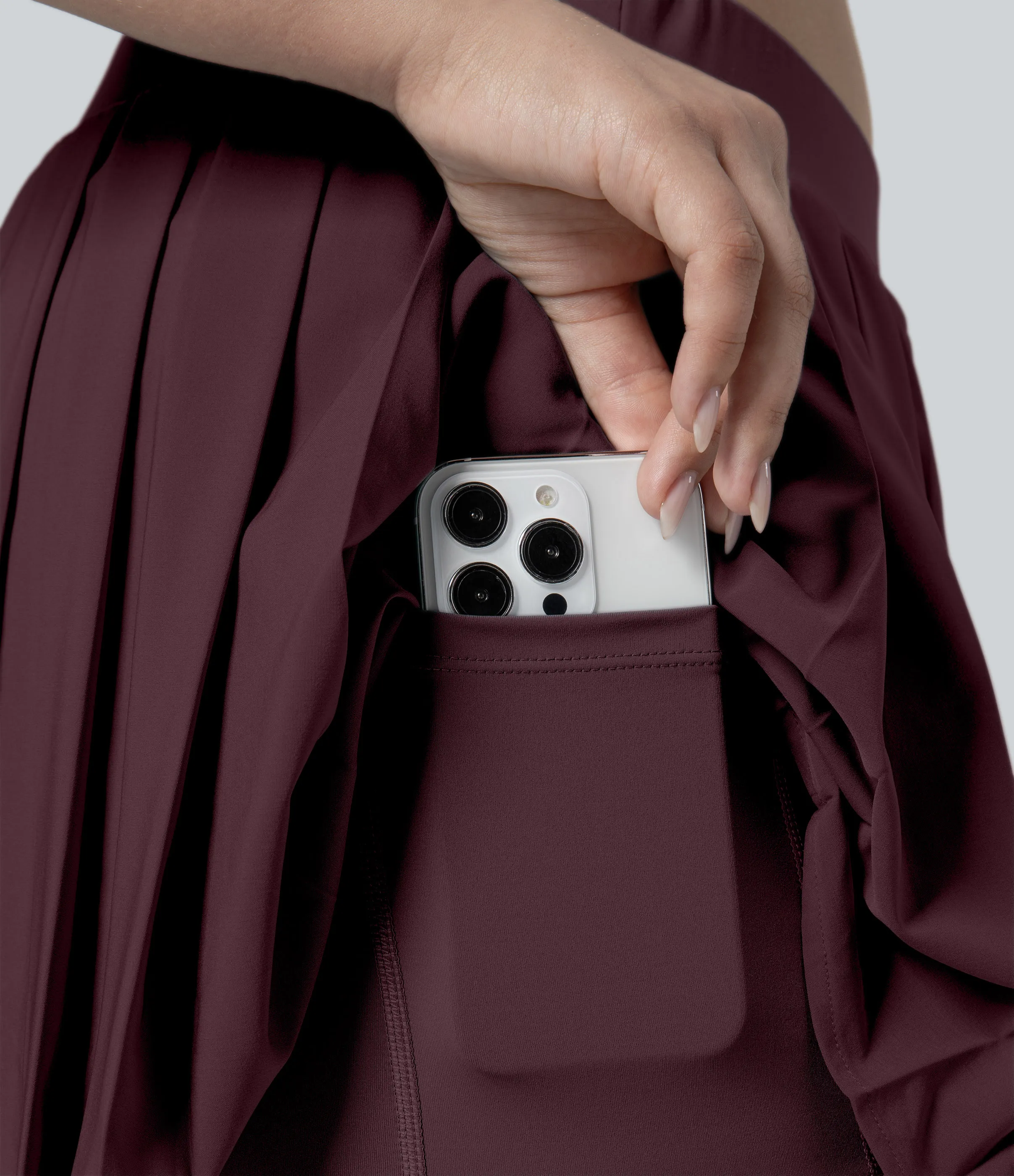 Halara Minifalda Breezeful™ talla grande plisada tiro alto 2 en 1 bolsillo lateral hebilla ajustable secado rápido - Amaranth - 1X(regular) sold by Halara product image thumbnail 5