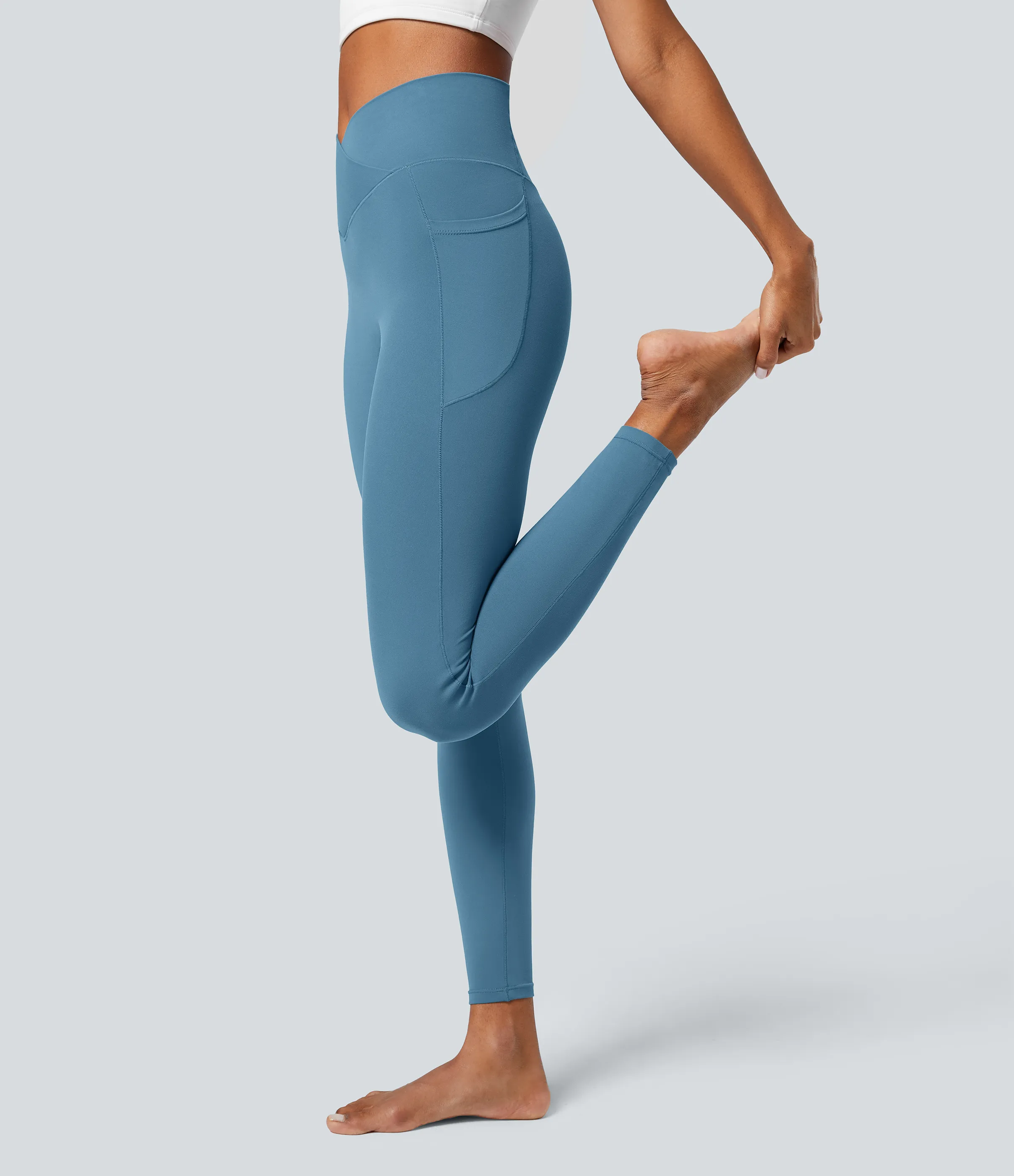 Halara Leggings Softlyzero™ liso bolsillo cruzado - Warm Mid Blue - XL(7/8) sold by Halara product image thumbnail 4