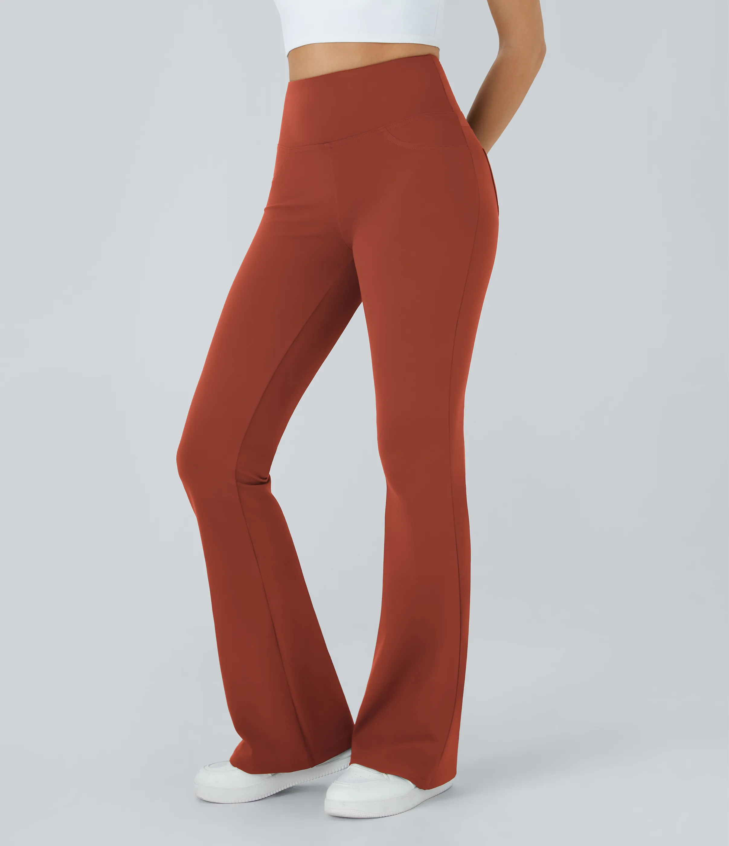 Halara Leggings de yoga acampanados de tiro alto con bolsillos - Cinnabar - S(regular) sold by Halara product image thumbnail 4