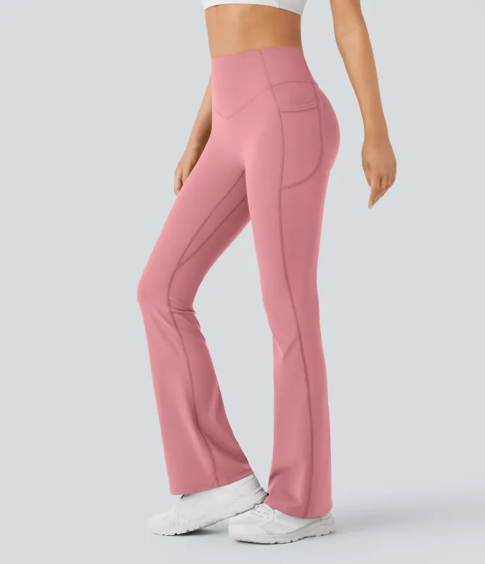 Halara Leggings SoCinched UltraSculpt Bootcut yoga tiro alto realce glúteo bolsillo lateral control abdomen moldeador - Rose Pink - L(extall) sold by Halara