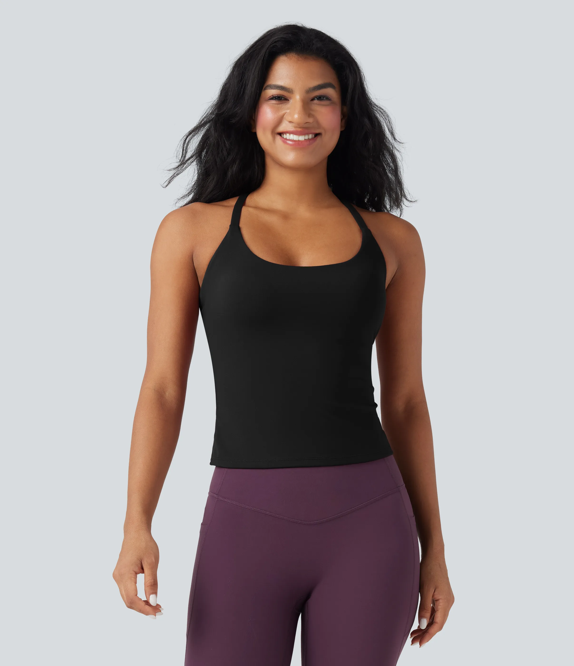 Halara Top de yoga con escote redondo, espalda cruzada y dobladillo cruzado - Black - L sold by Halara product image thumbnail 3