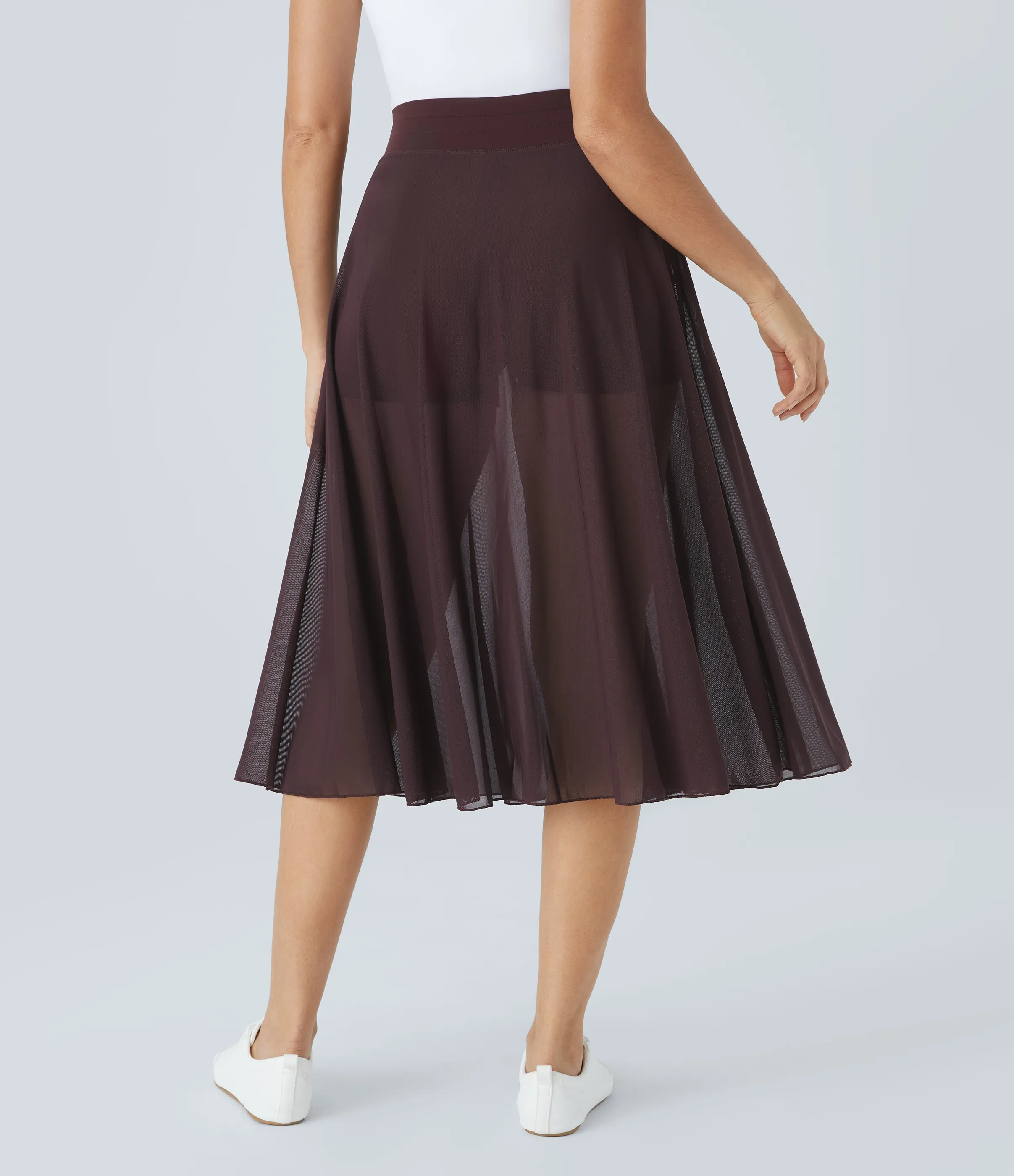 Halara Falda midi casual 2 en 1 acampanada con bolsillo lateral de tiro alto con cordón y malla en contraste - Huckleberry - L sold by Halara product image thumbnail 3