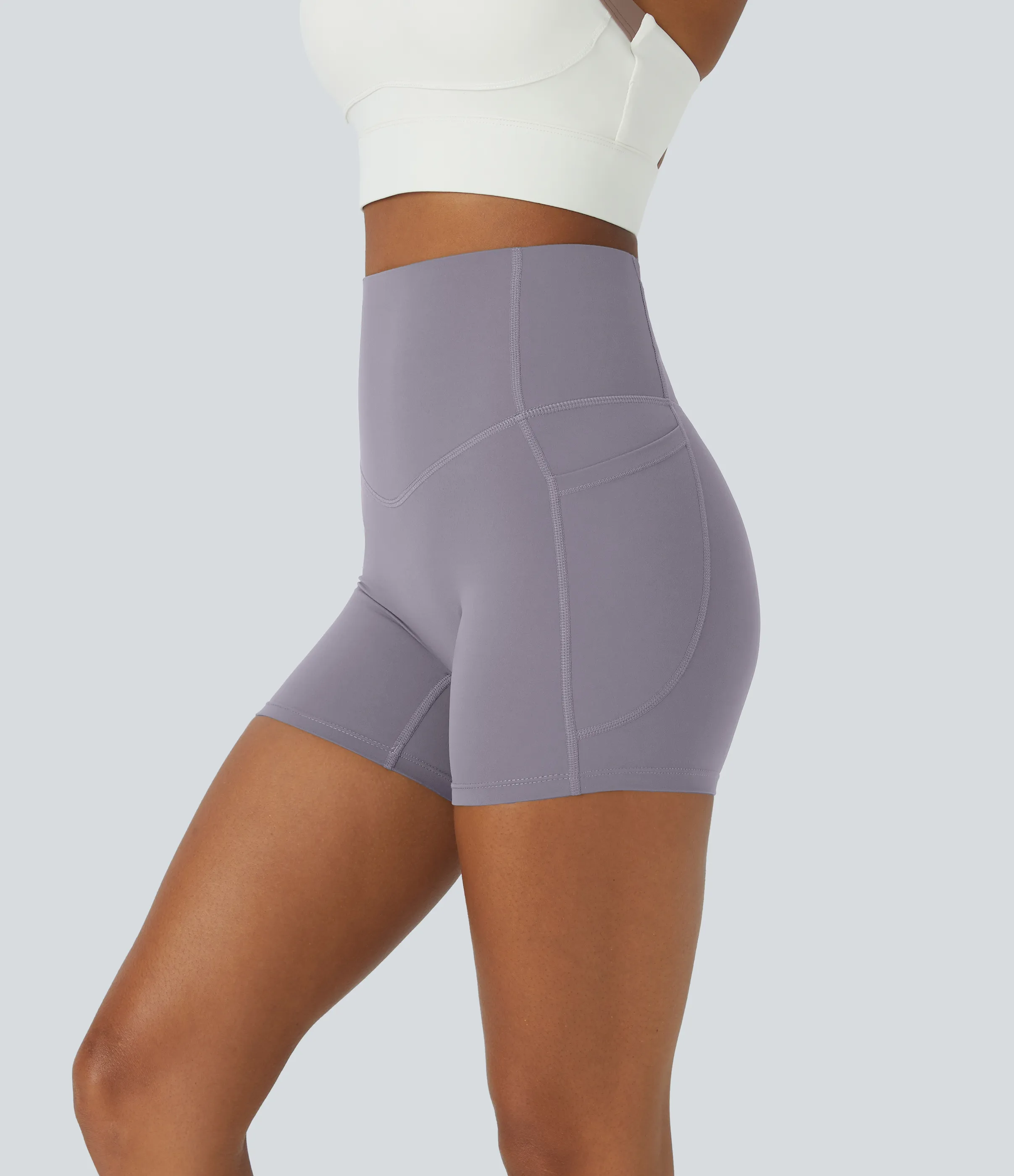 Halara Shorts de ciclista UltraSculpt™ moldeadores de abdomen de tiro alto y bolsillos laterales 12.5cm - Minimal Gray - L sold by Halara product image thumbnail 2