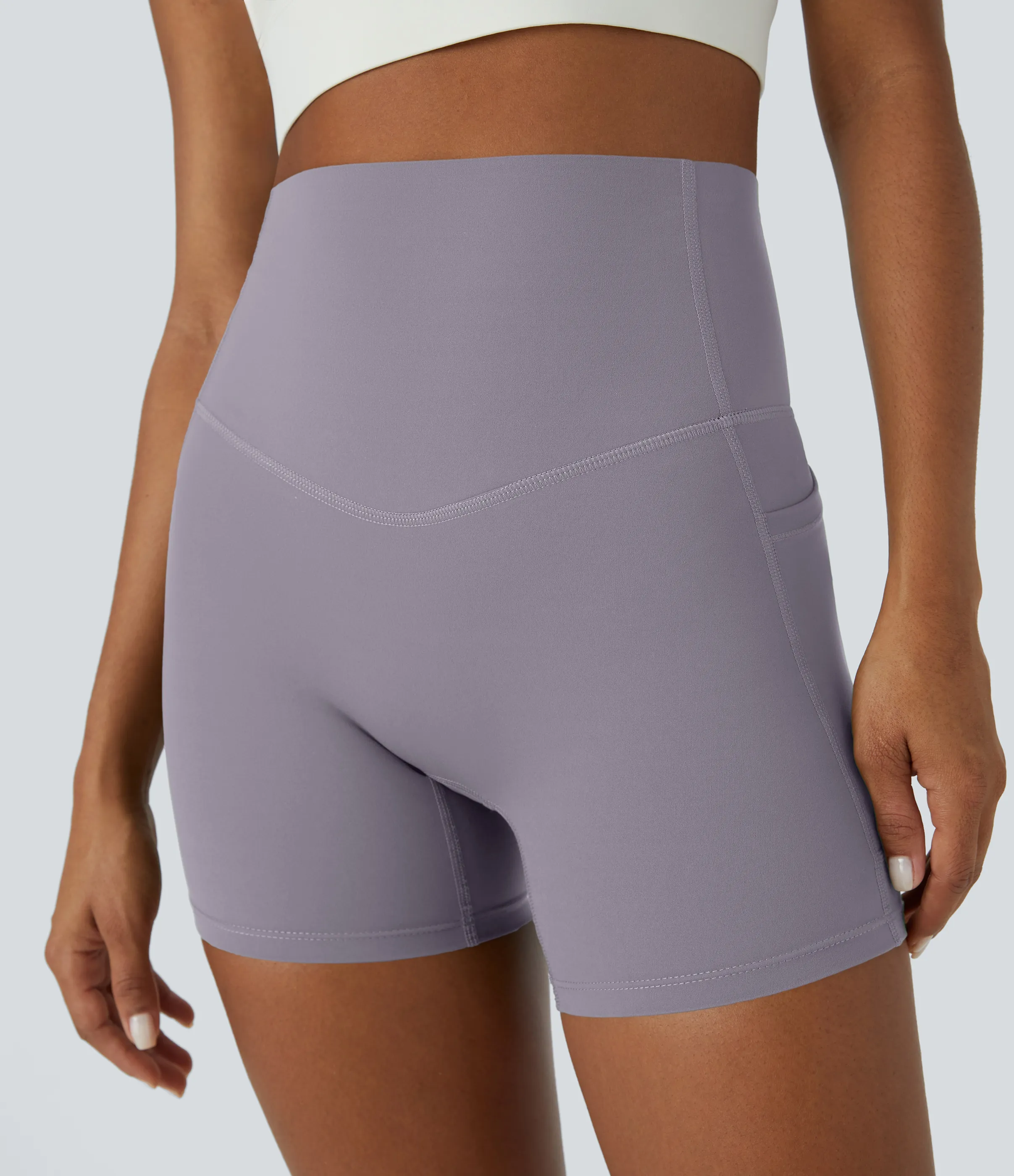 Halara Shorts de ciclista UltraSculpt™ moldeadores de abdomen de tiro alto y bolsillos laterales 12.5cm - Minimal Gray - L sold by Halara product image thumbnail 5