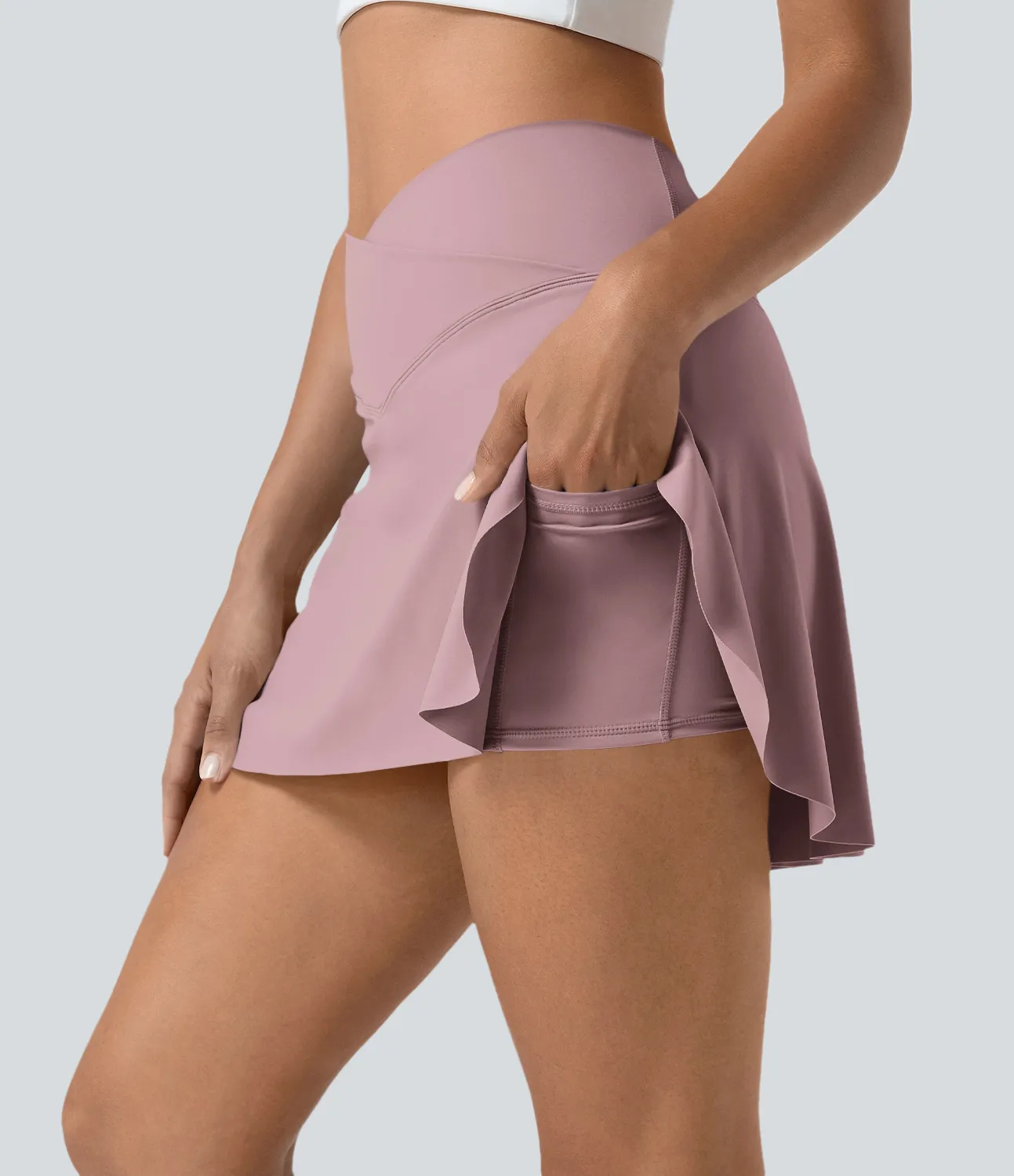 Halara Minifalda tenis Softlyzero™ Airy Crossover 2 en 1 bolsillo lateral tacto fresco tacto suave diario Lucid-UPF 50+ - Deep Lotus Pink - XS sold by Halara product image thumbnail 5