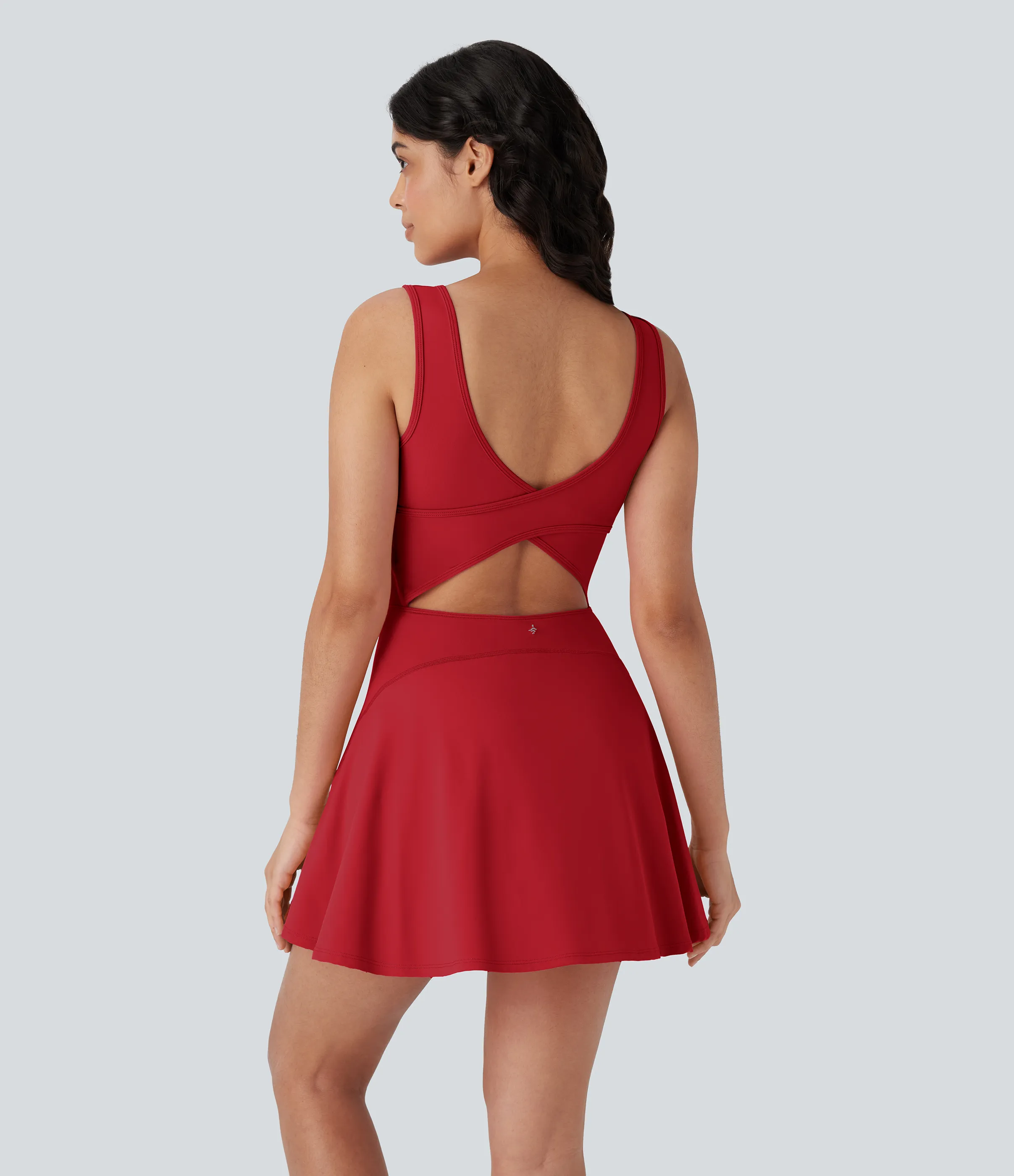 Halara Vestido mini Softlyzero™ Airy baile activo cuello U cruzado sin espalda bolsillo lateral 2 en 1 - Salsa - XL sold by Halara product image thumbnail 3