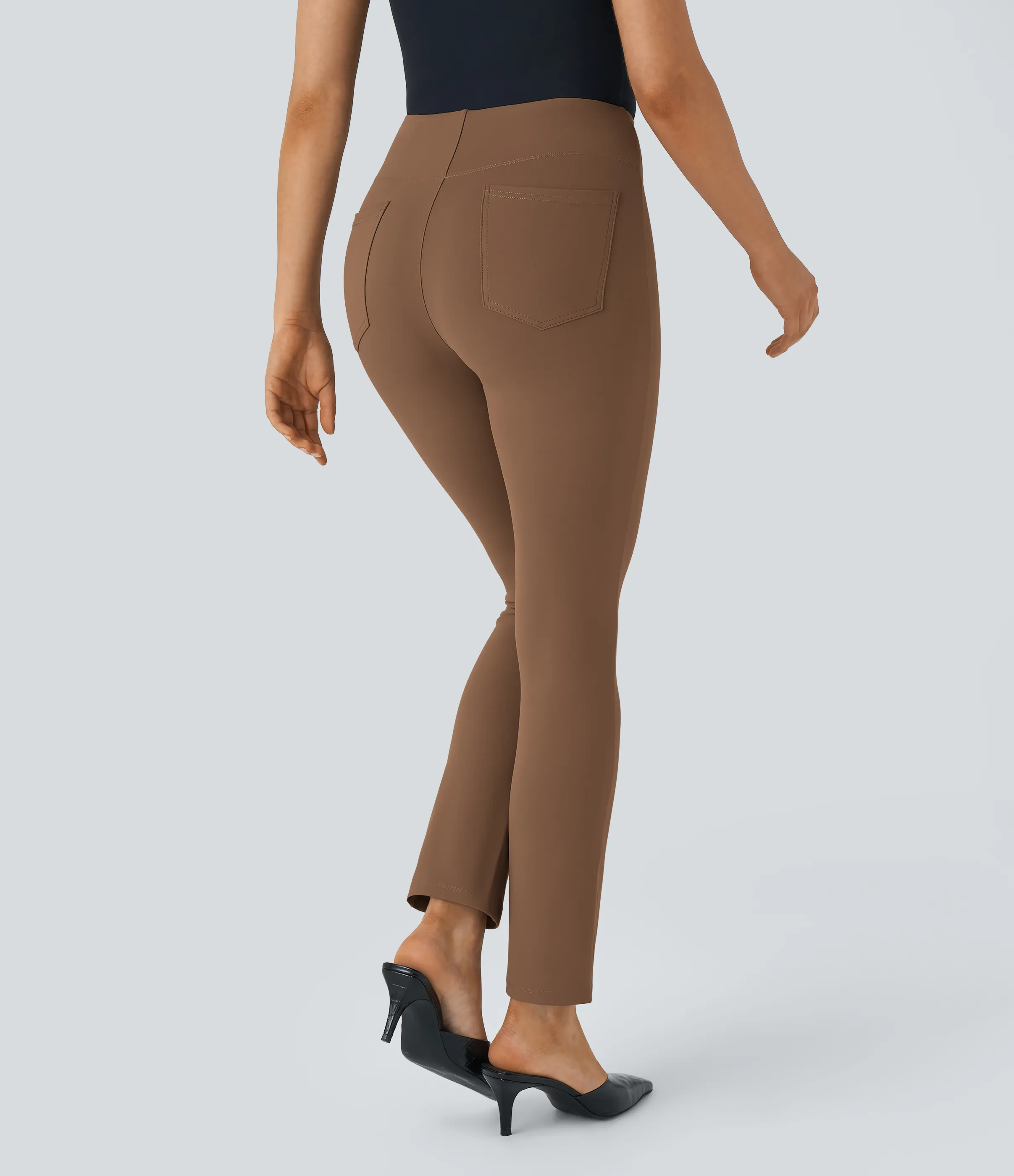 Halara Pantalón Halara Flex™ oficina ajustado tiro alto bolsillo lateral posterior - Teak - XS(7/8) sold by Halara product image thumbnail 3