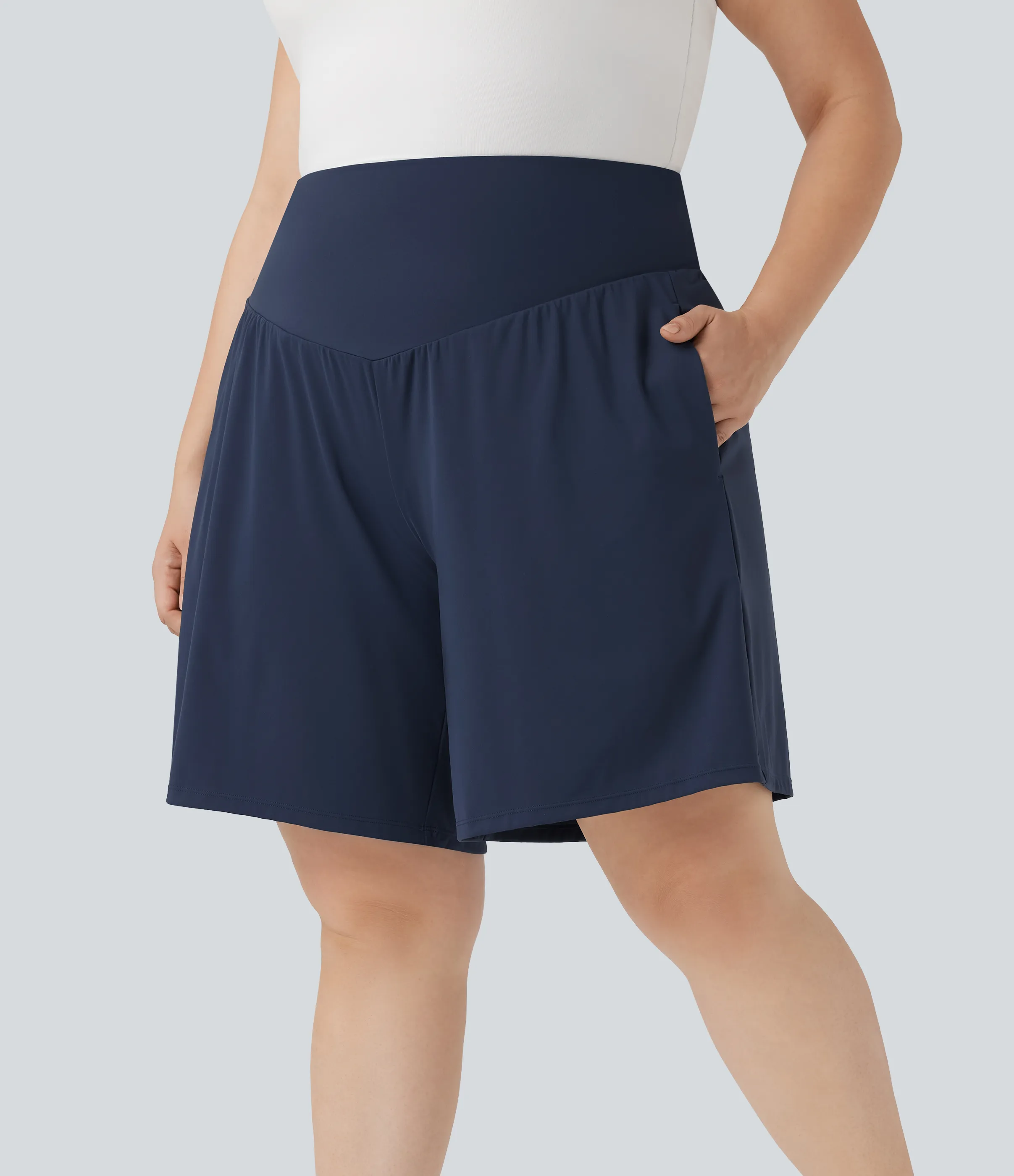 Halara Bermudas de yoga SoftlyZero™ Airy de talla grande de tiro alto con tacto fresco y bolsillos - Mood Indigo - 3X sold by Halara product image thumbnail 4