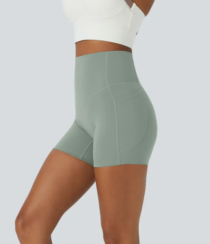 Halara Shorts de ciclista UltraSculpt™ moldeadores de abdomen de tiro alto y bolsillos laterales 12.5cm - Iceberg Green - M sold by Halara