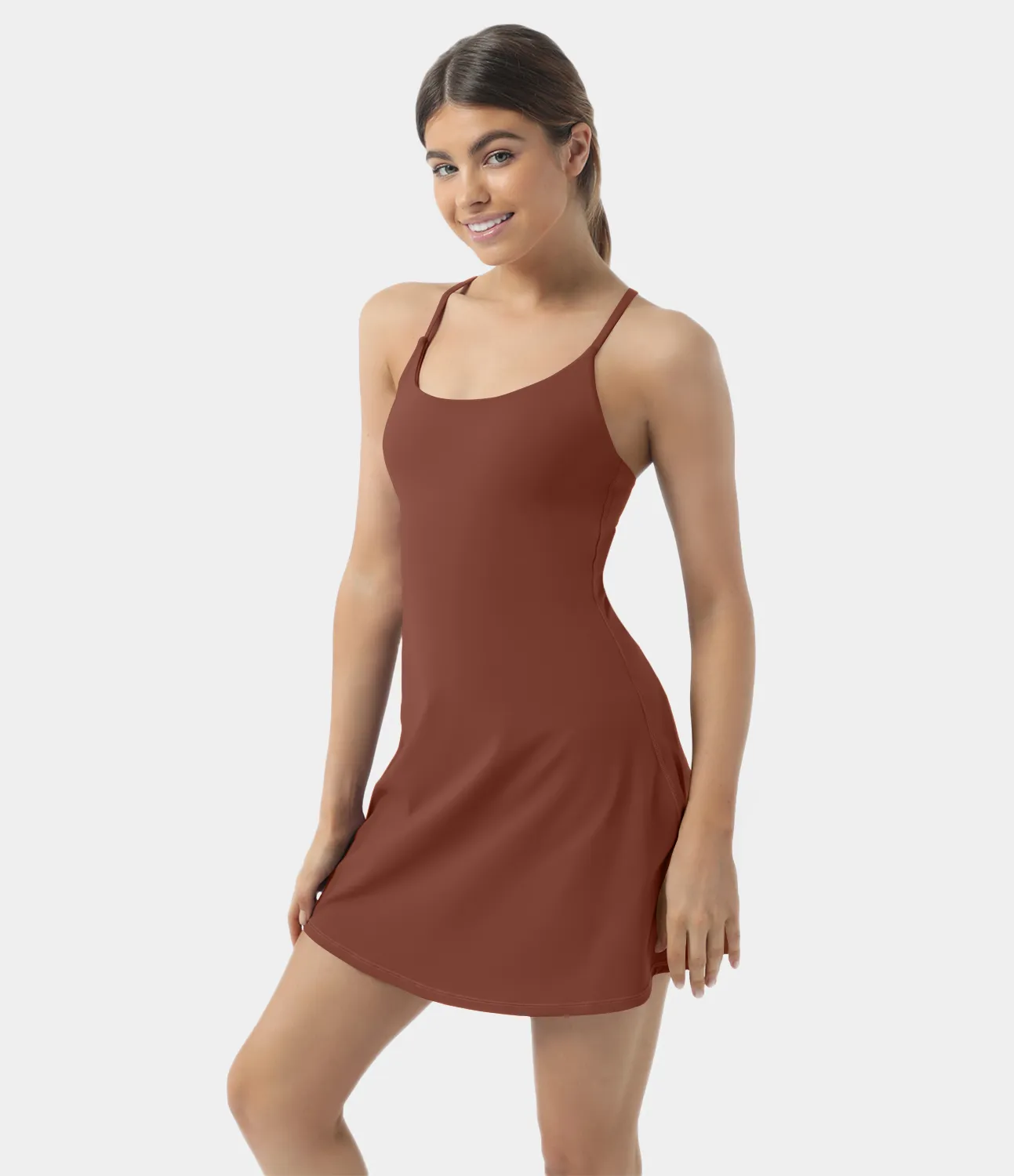 Halara Vestido deportivo SoftlyZero™ Plush afelpado sin espalda en copas D-F - Sequoia - L sold by Halara product image thumbnail 2