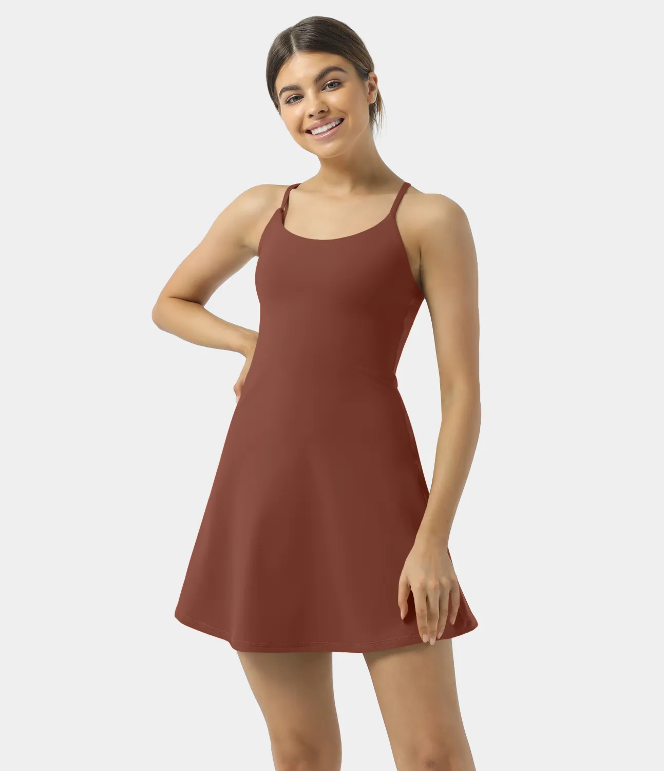 Halara Vestido deportivo SoftlyZero™ Plush afelpado sin espalda en copas D-F - Sequoia - L sold by Halara product image thumbnail 4