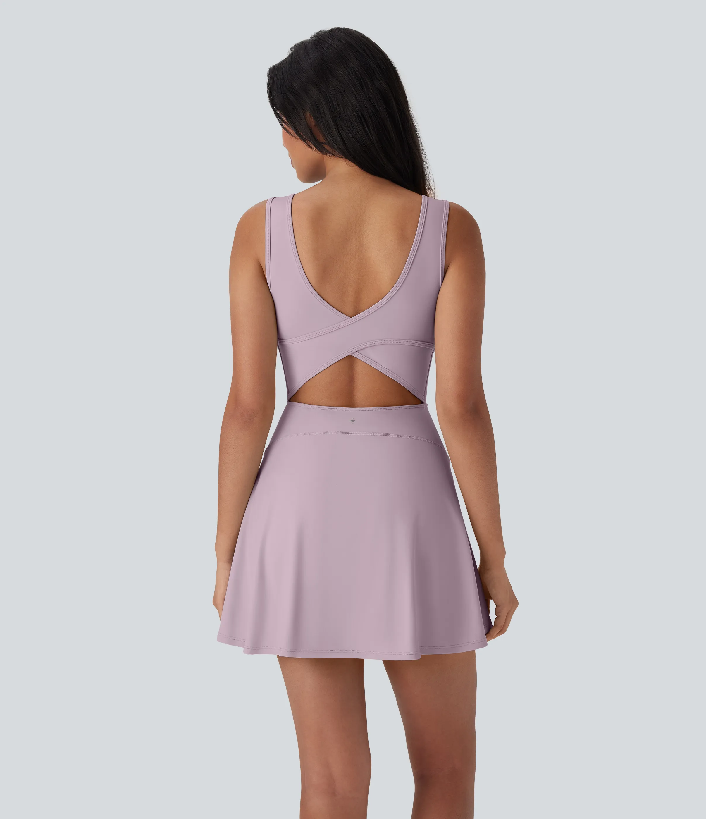 Halara Vestido mini de baile Softlyzero™ Airy 2 en 1 con espalda abierta cruzada y escote en U con bolsillos laterales y fresco al tacto - Easy Peezy - Pink Purple - M sold by Halara product image thumbnail 3