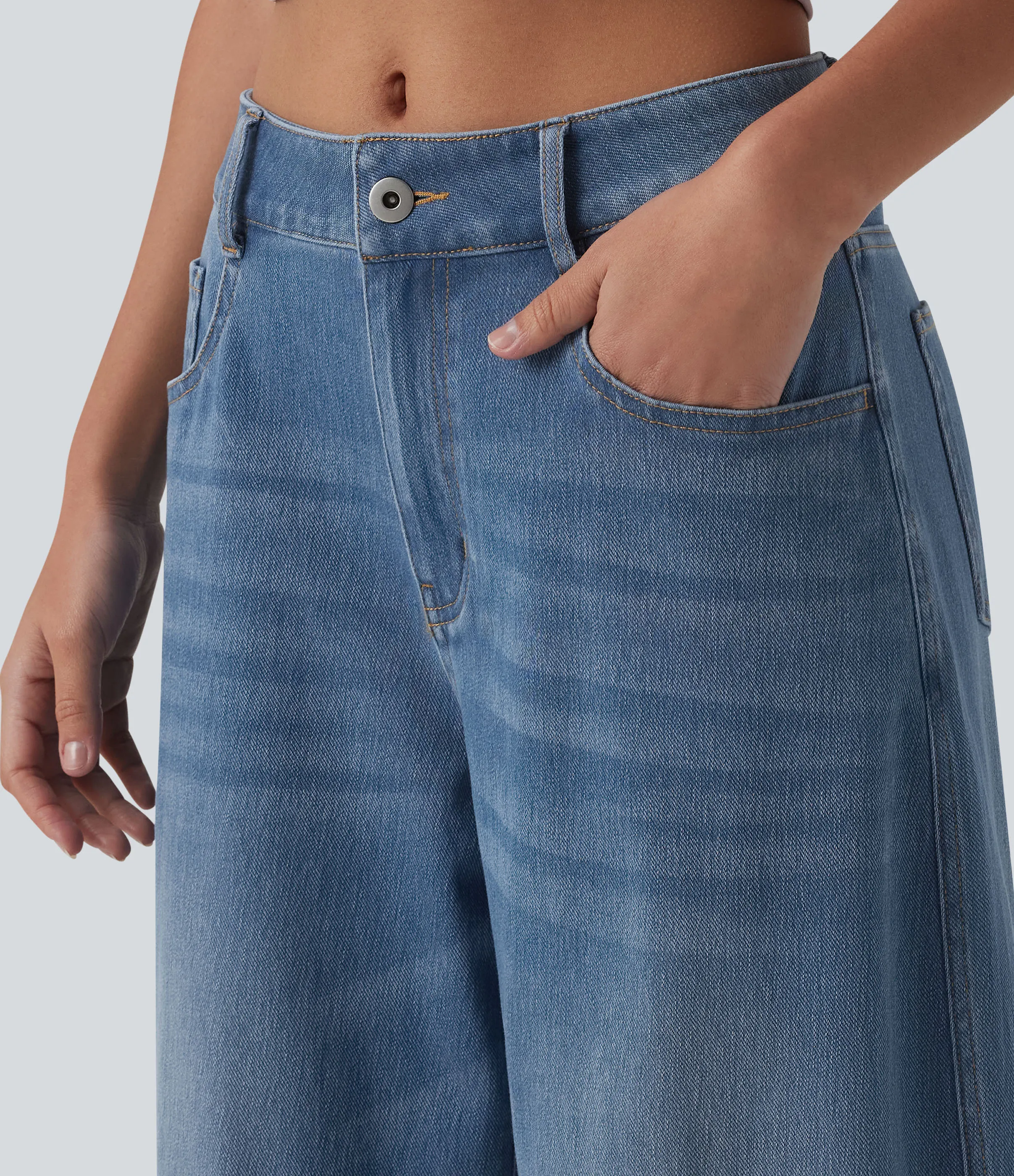 Halara Jeans Halara Flex™ Denim elástico múltiple bolsillo cierre botón pierna cilíndrica - Blue Jasper Denim - L(regular) sold by Halara product image thumbnail 5