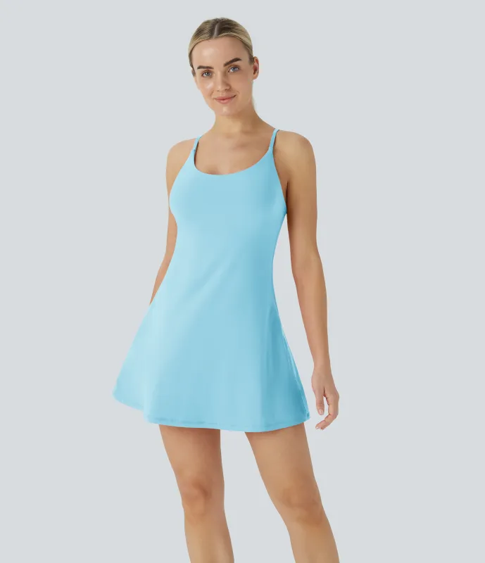 Halara Vestido deportivo SoftlyZero™ Plush afelpado sin espalda en copas D-F - Spun Sugar - L made by Halara