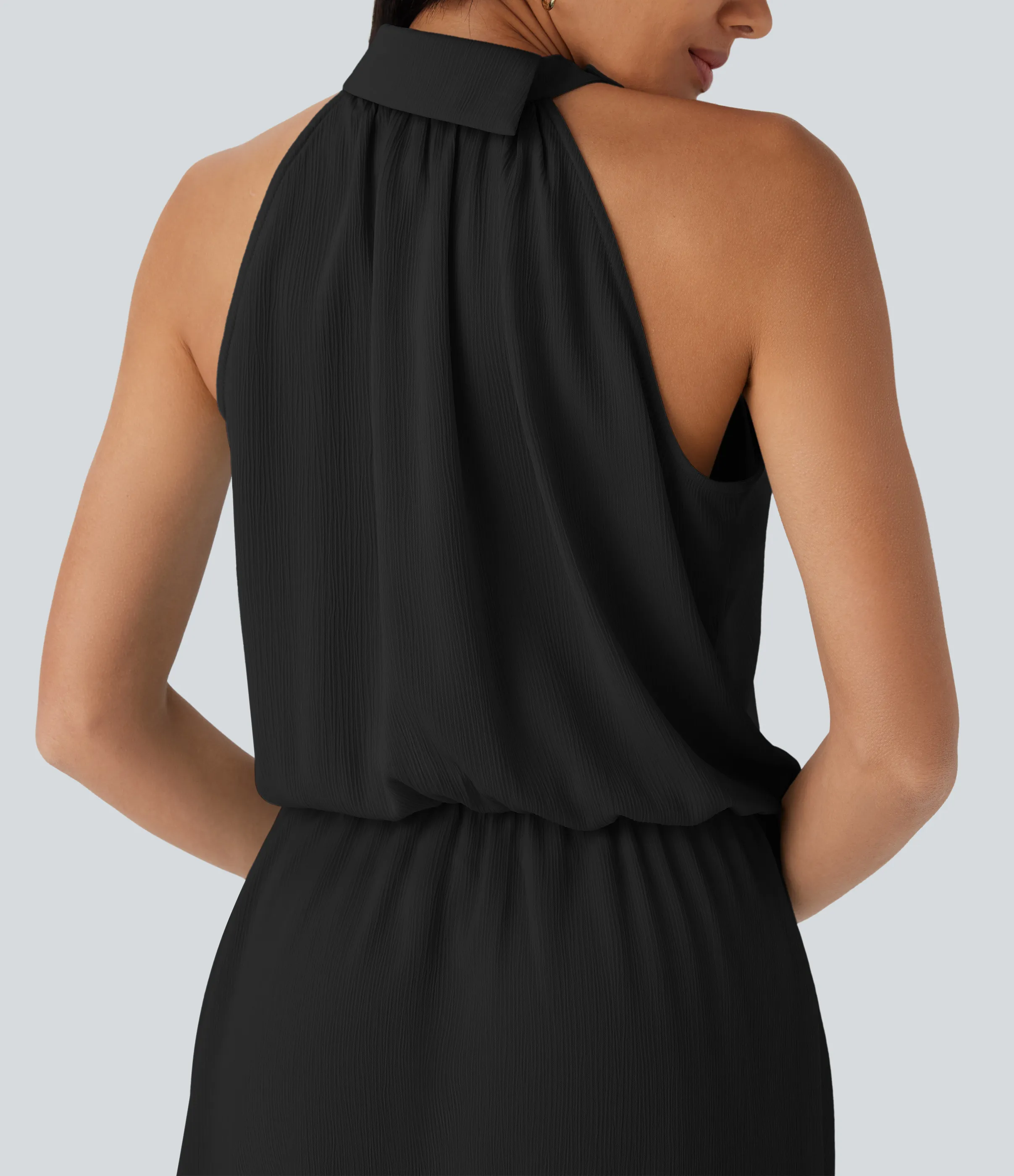 Halara Vestido mini casual fluido con botones y cuello halter - Black - L sold by Halara product image thumbnail 5