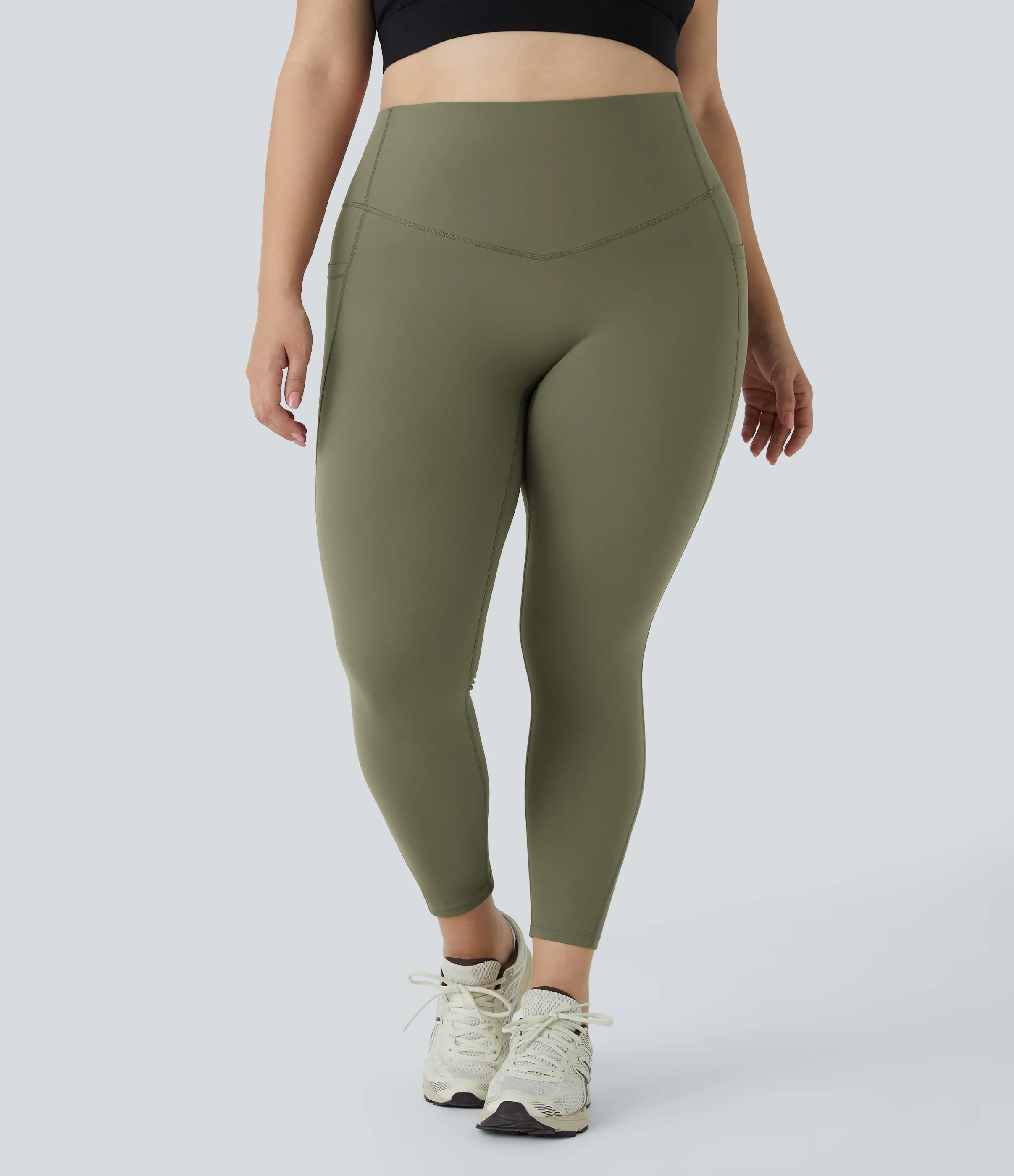 Halara Leggings SoCinched talla grande entrenamiento bolsillo lateral moldeador abdomen tiro alto - Grass Grey Green - 4X(7/8) sold by Halara product image thumbnail 4