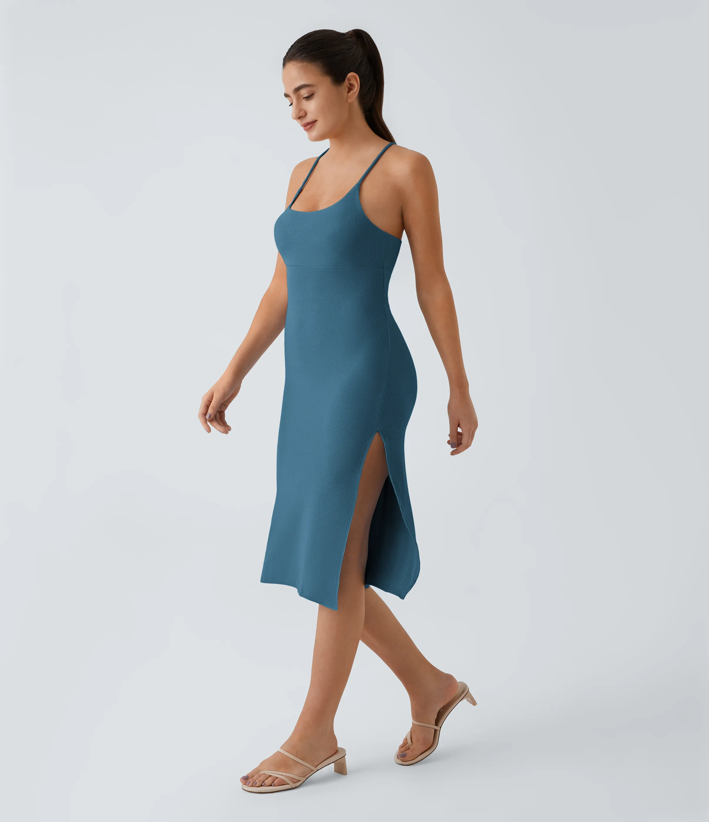 Halara Everyday Vestido fiesta midi ajustado tirante - sensacional - Bluesteel - XL sold by Halara product image thumbnail 4