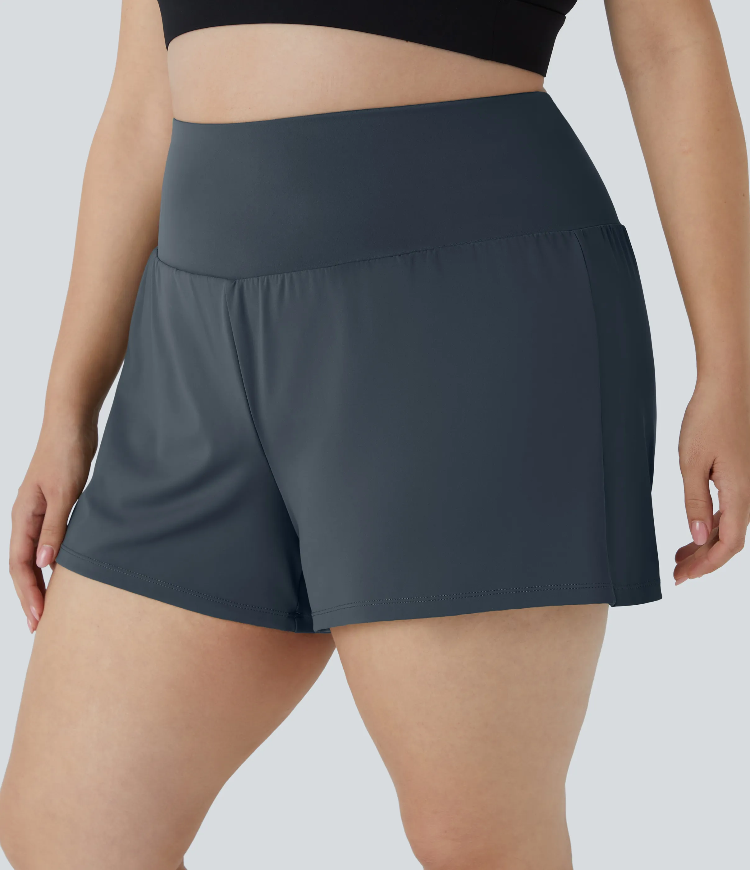 Halara Pantalón corto gimnasio bolsillo trasero lateral oculto 2 en 1 talla grande 6.3cm - Mood Indigo - 2X sold by Halara product image thumbnail 4