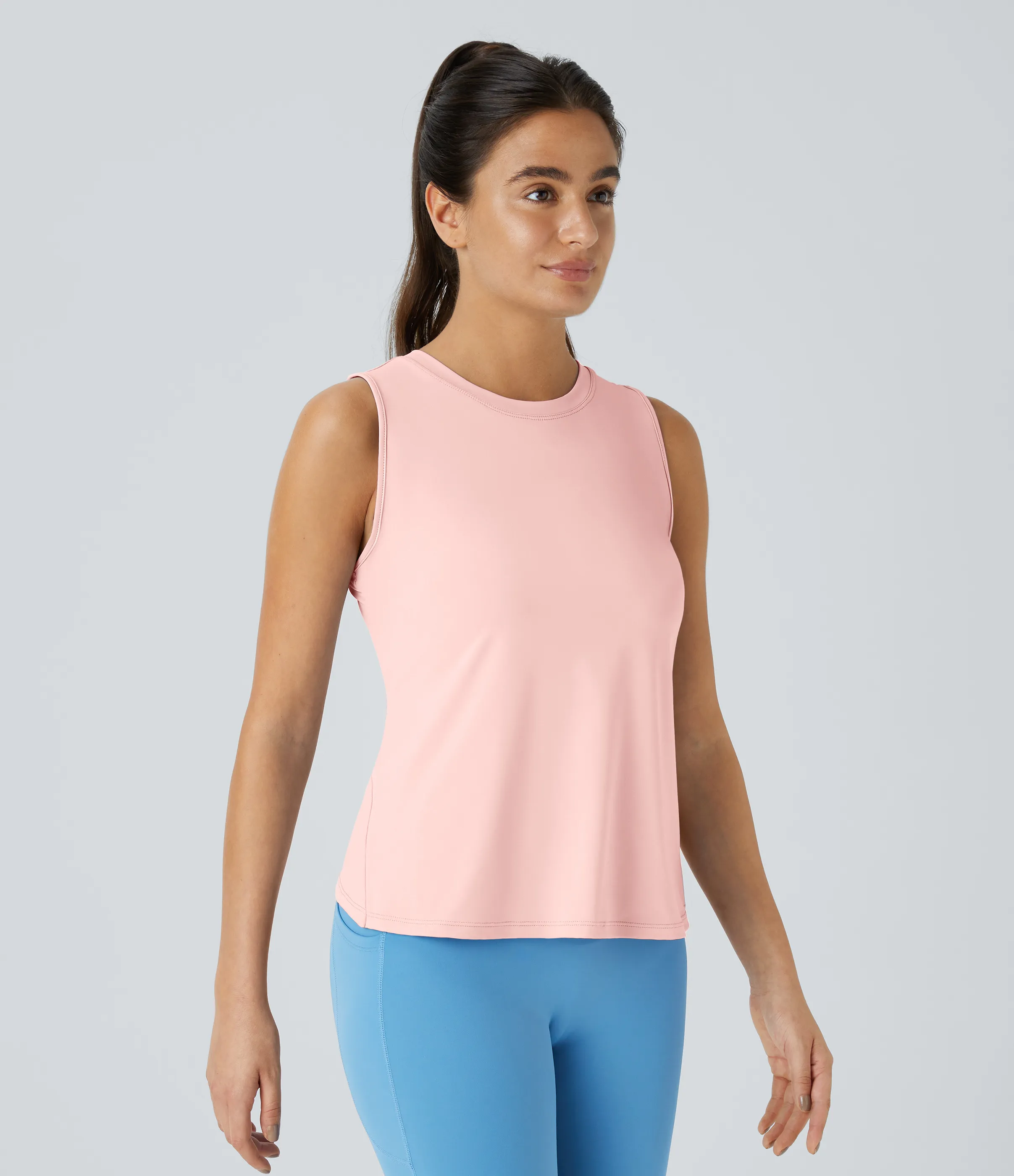 Halara Camiseta sin mangas yoga unicolor dobladillo cruzado abertura - Icy Pink - XL sold by Halara product image thumbnail 4