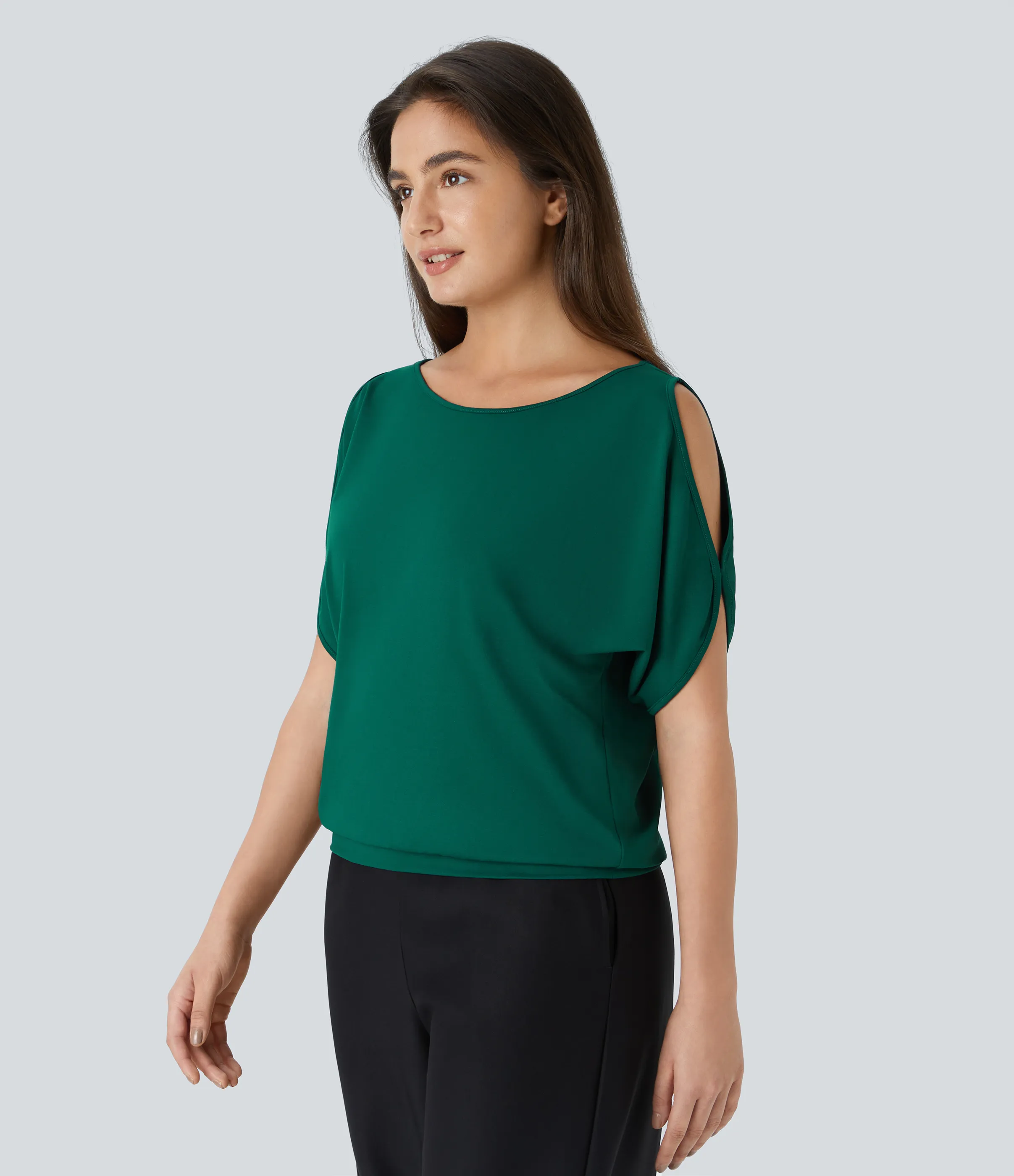 Halara Camiseta abertura manga corta cuello barco - Aventurine - XS sold by Halara product image thumbnail 4