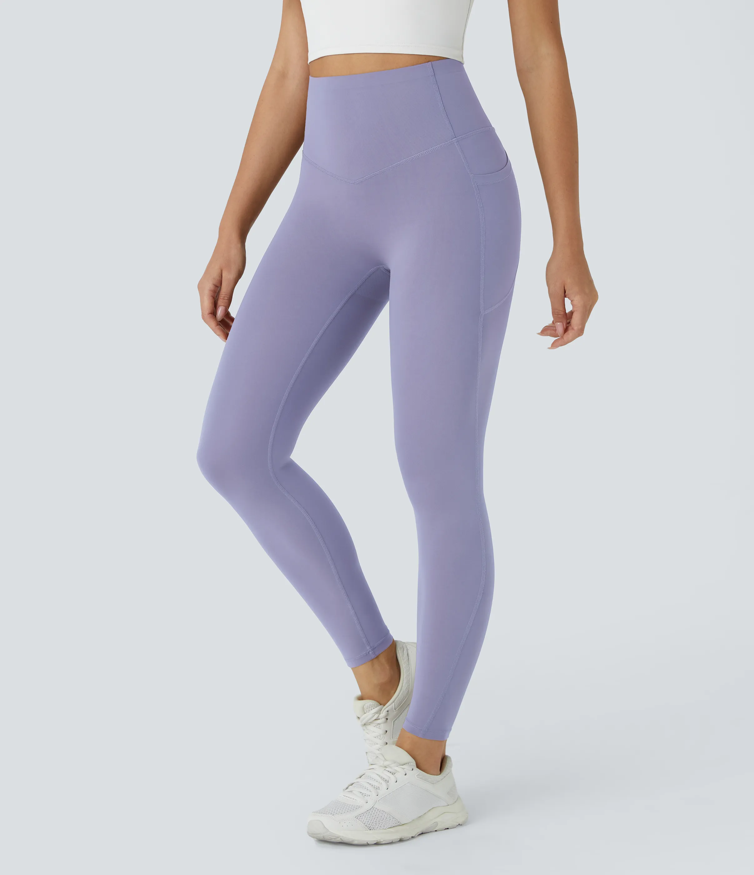 Halara Leggings SoCinched UltraSculpt tiro alto realce glúteos control abdomen bolsillo lateral moldeador - Falling Gray Purple - XS(7/8) sold by Halara product image thumbnail 4
