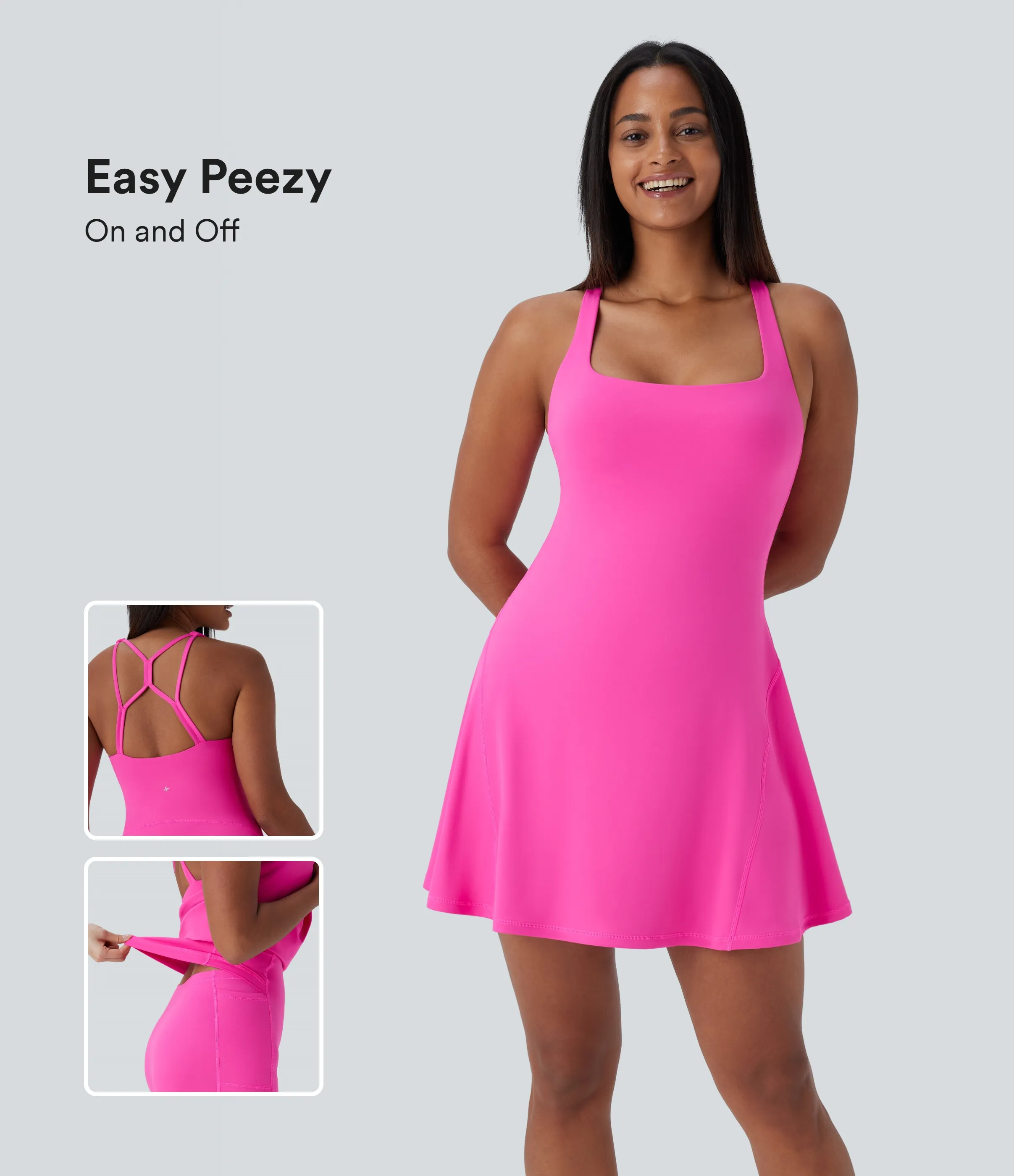 Halara Mini Vestido yoga activo bolsillo lateral sin espalda 2 en 1 - Edición Easy Peezy - UPF50+ - Fedora Red Purple - L sold by Halara product image thumbnail 2