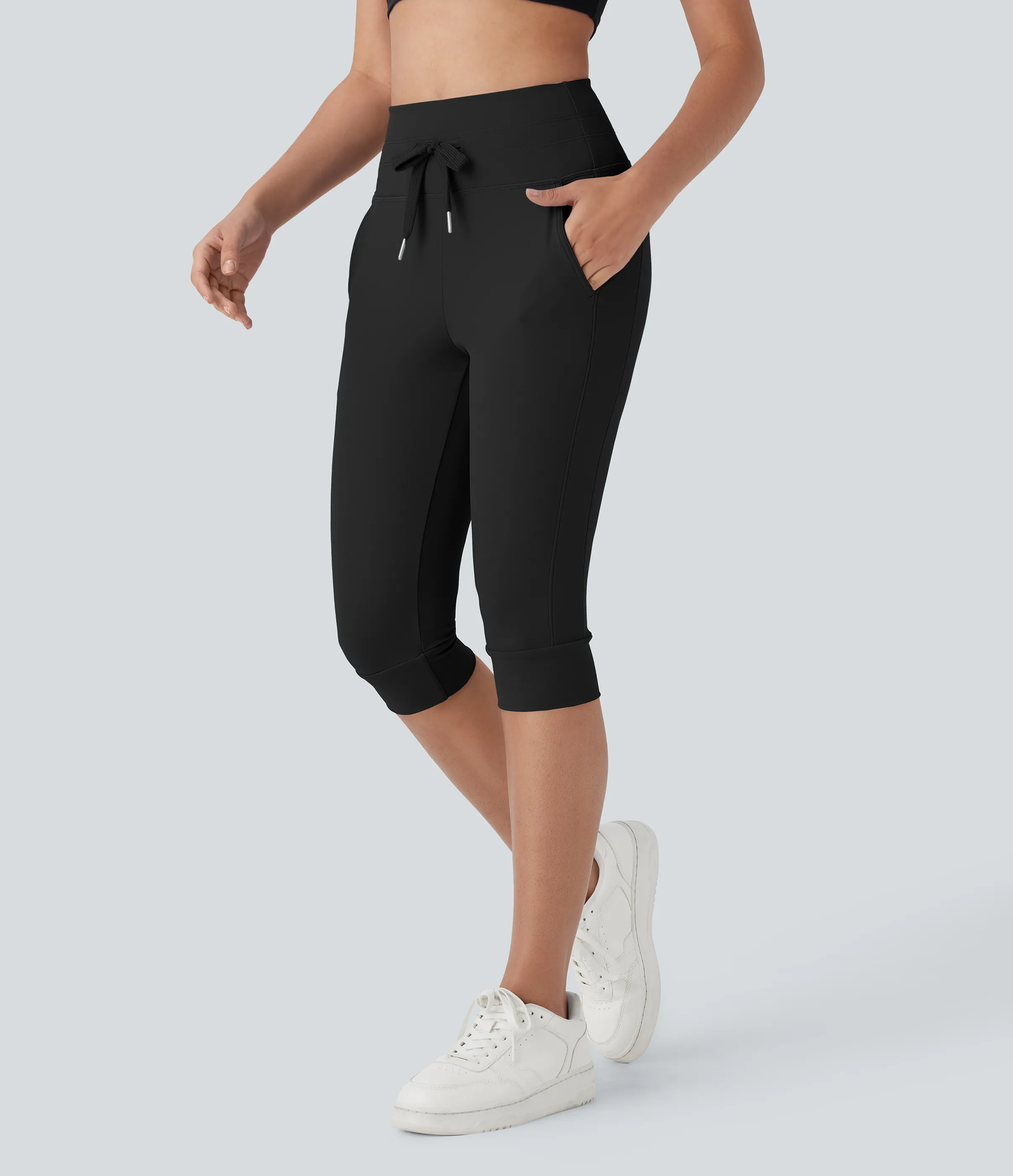 Halara Pantalón Softlyzero™ Plush deportivo yoga pedal bolsillo lateral cordón tiro alto - Black - XS(regular) sold by Halara product image thumbnail 4