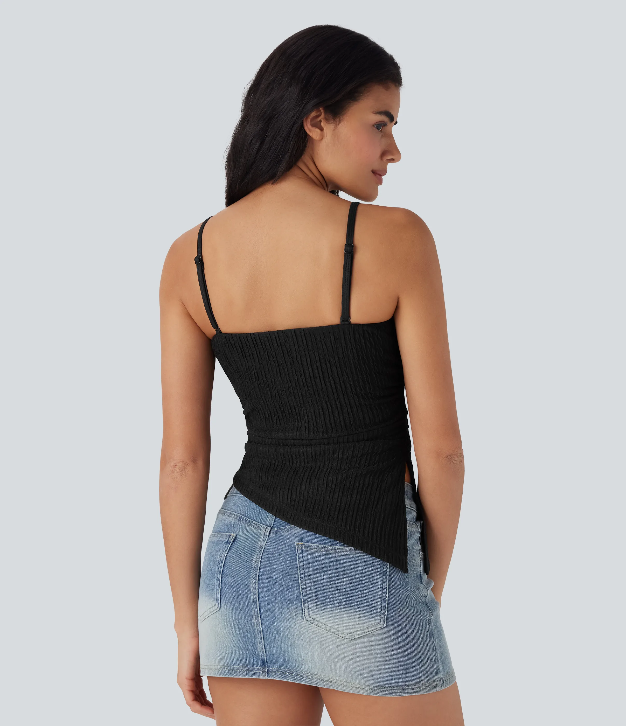 Halara Top casual a rayas con forma asimétrica y tirantes extraíbles - Black - M sold by Halara product image thumbnail 3