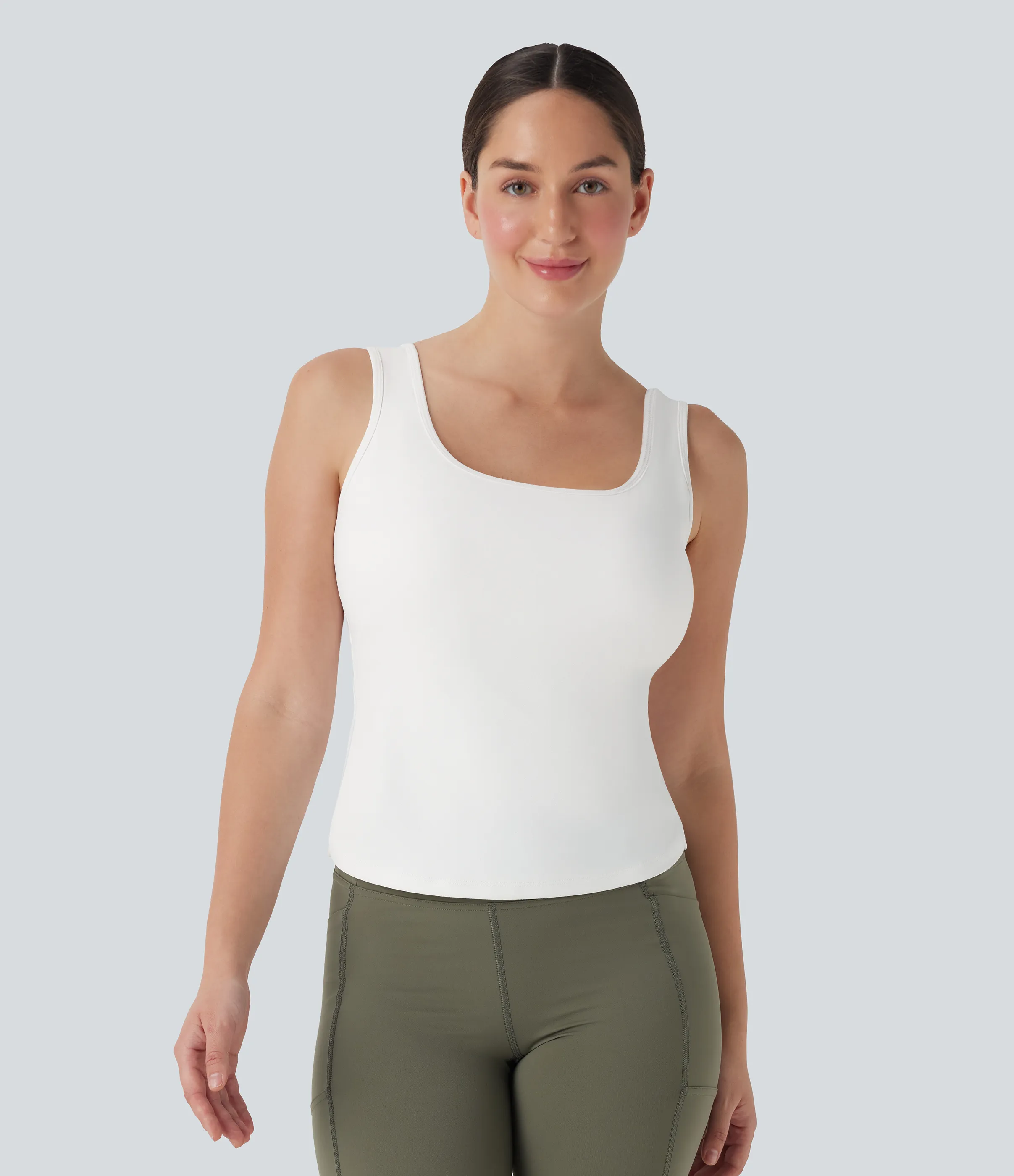 Halara Top de yoga cruzado con escote en U con largo extra en copas D-F - White - XS(Long) sold by Halara product image thumbnail 3
