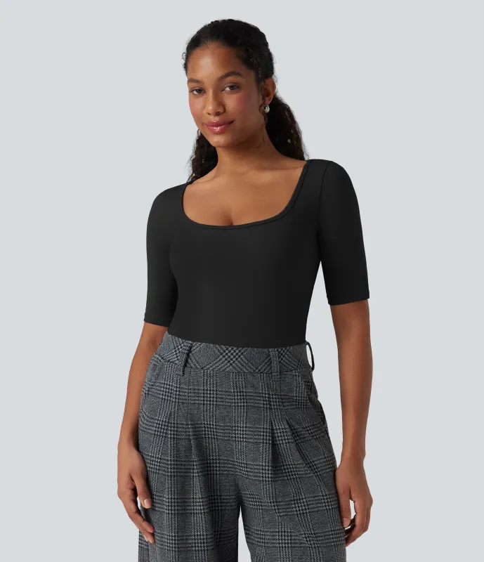 Halara Camiseta de oficina SoftlyZero™ de manga corta con cuello redondo y tacto fresco - Black - XS made by Halara