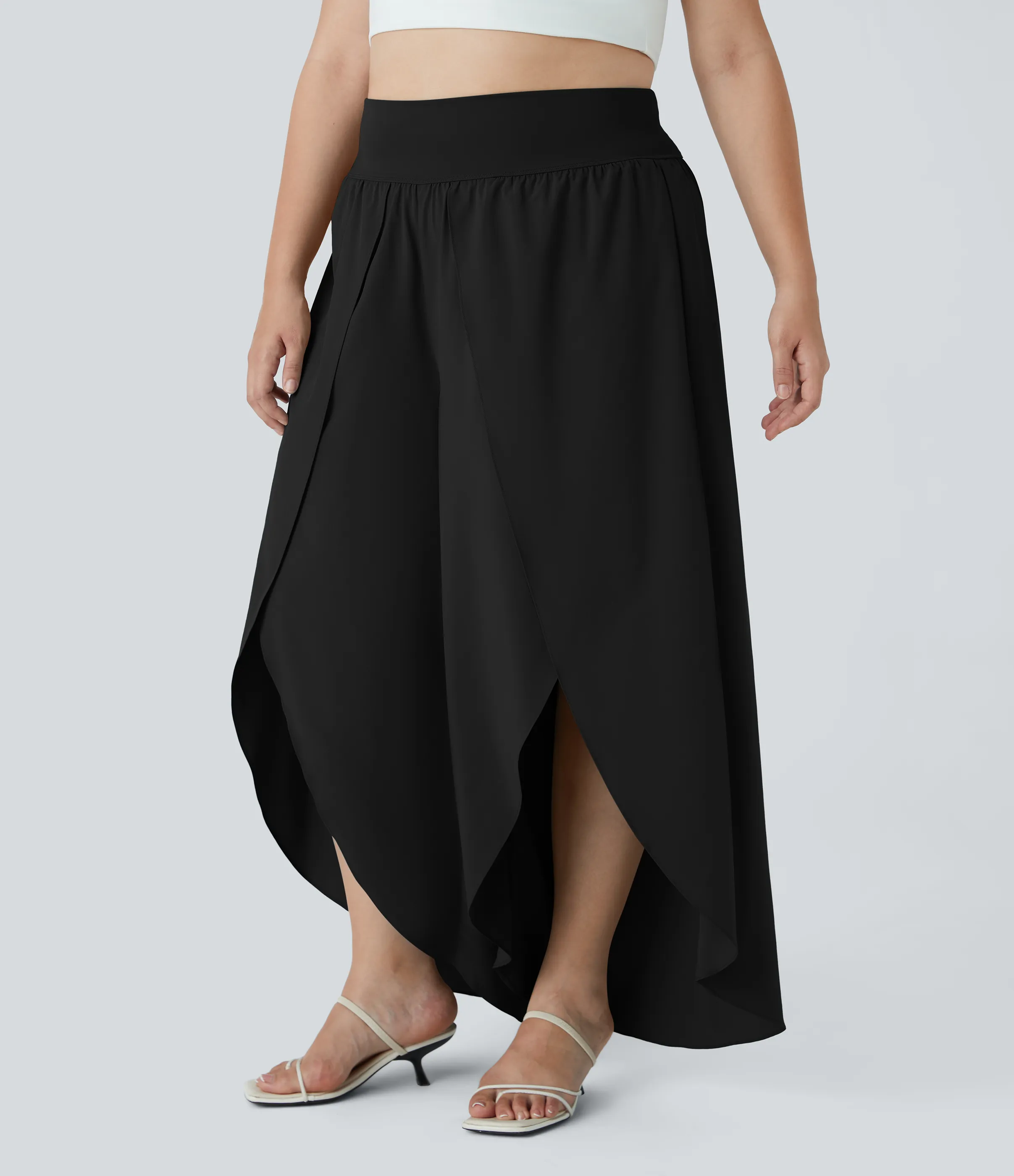 Halara Breezeful™ Pantalón talla plus palazzo fluido bolsillo trasero tiro alto secado rápido - Black - 2X(regular) sold by Halara product image thumbnail 2