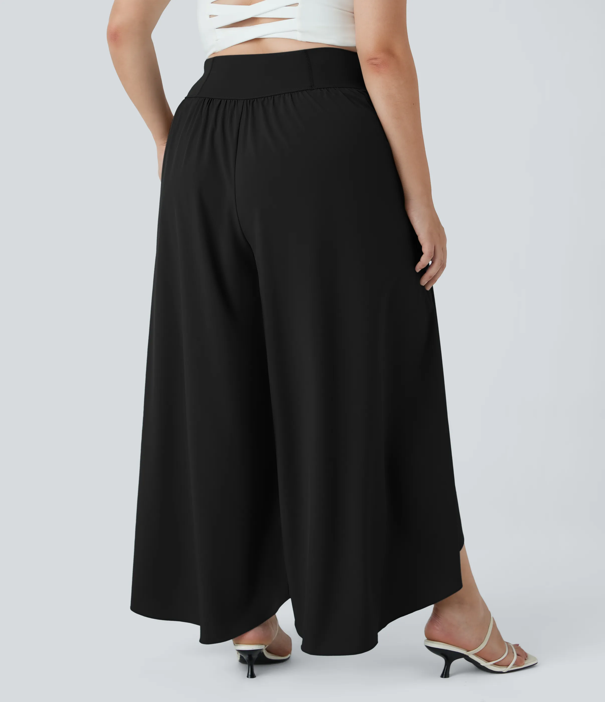Halara Breezeful™ Pantalón talla plus palazzo fluido bolsillo trasero tiro alto secado rápido - Black - 2X(regular) sold by Halara product image thumbnail 3