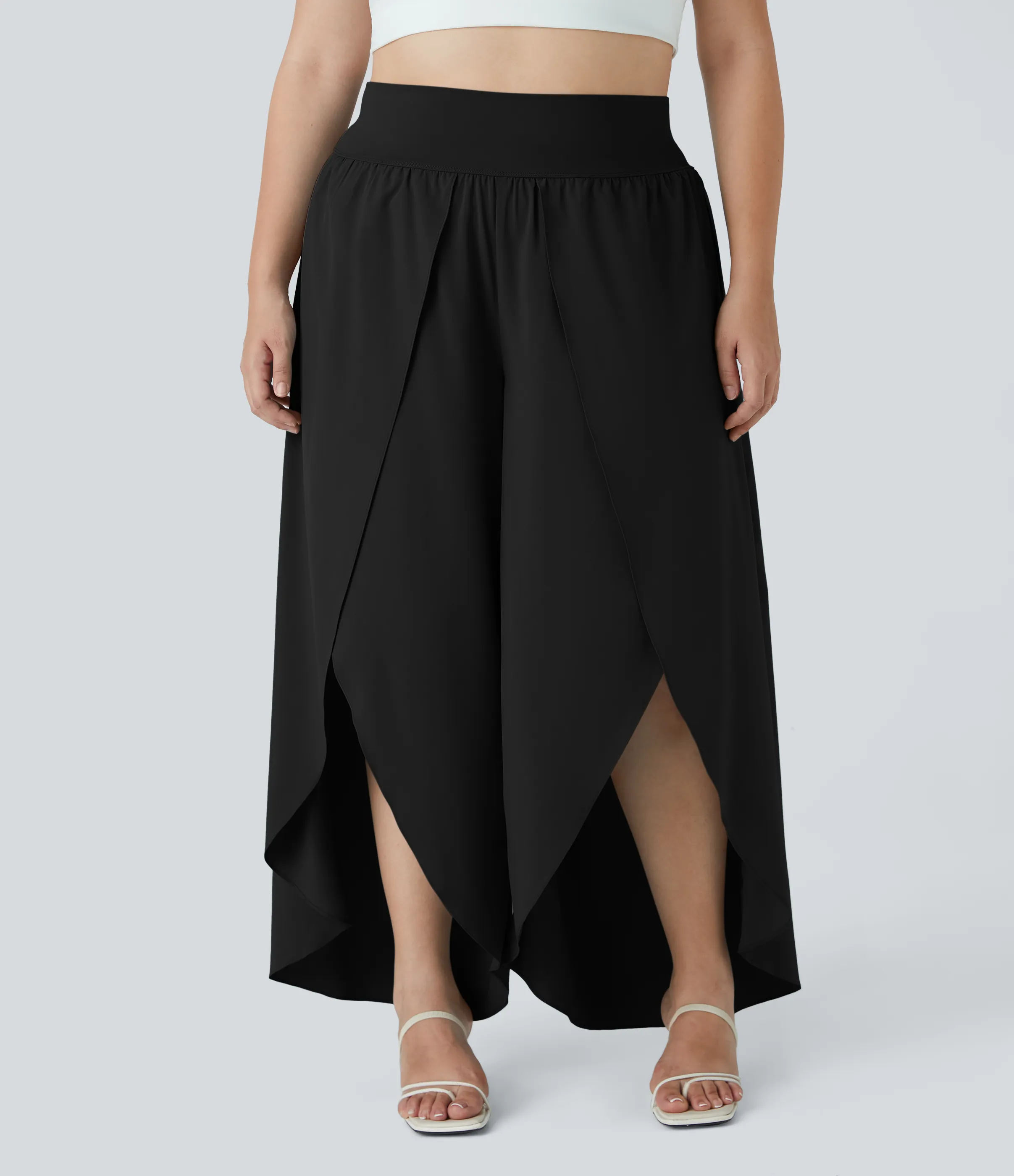 Halara Breezeful™ Pantalón talla plus palazzo fluido bolsillo trasero tiro alto secado rápido - Black - 2X(regular) sold by Halara product image thumbnail 4