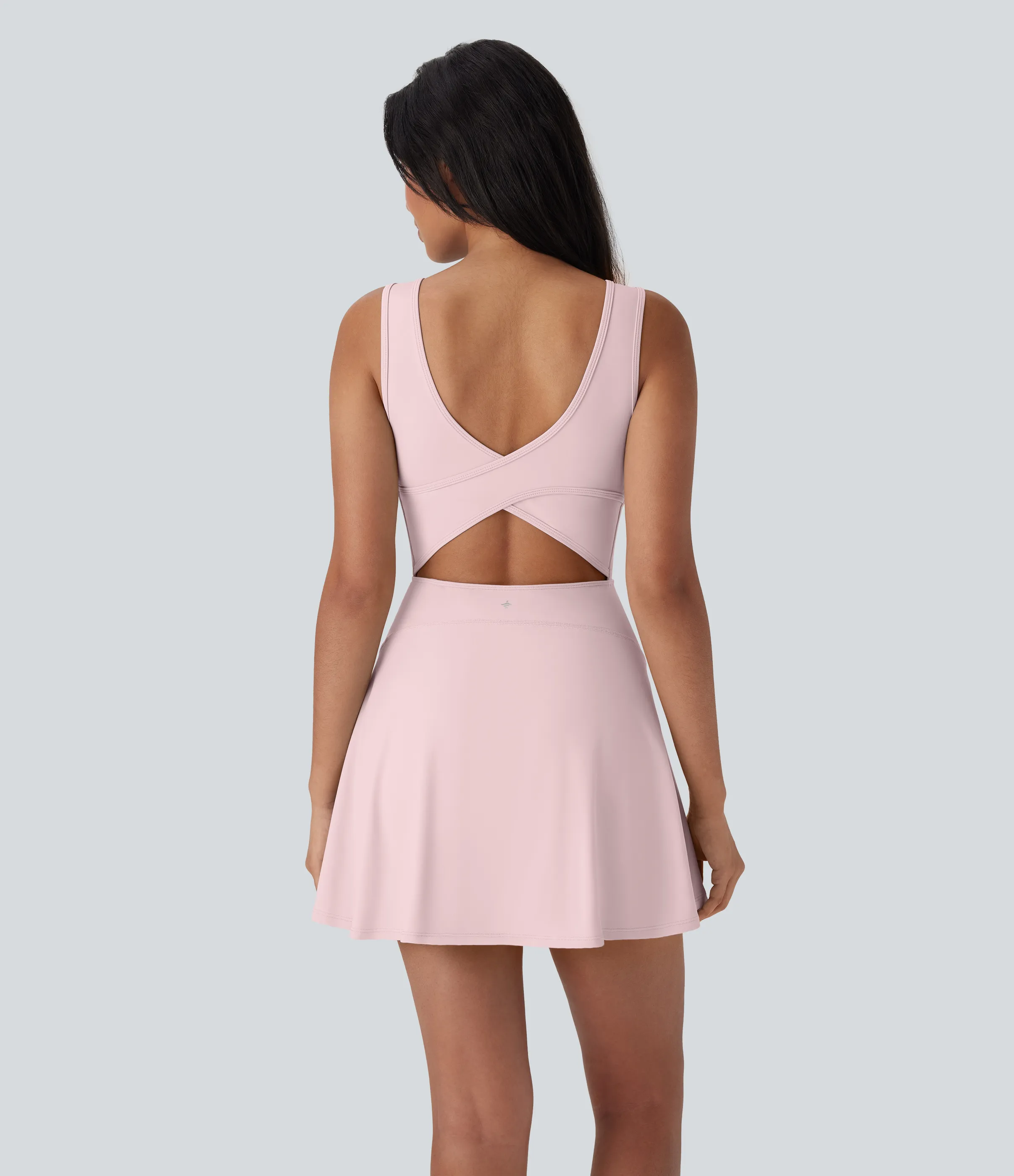 Halara Vestido mini de baile Softlyzero™ Airy 2 en 1 con espalda abierta cruzada y escote en U con bolsillos laterales y fresco al tacto - Easy Peezy - Primrose Pink - M sold by Halara product image thumbnail 3