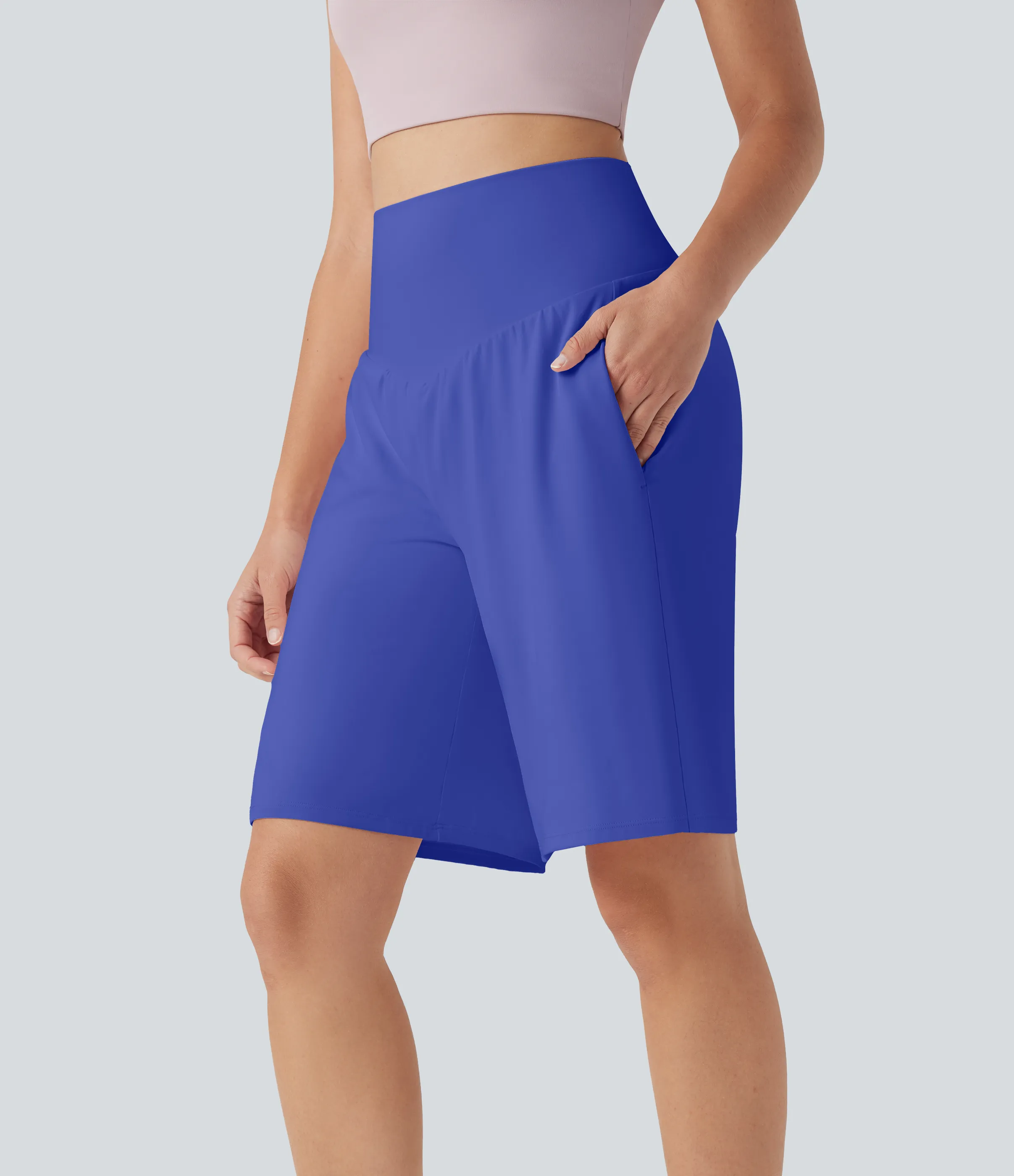 Halara Bermudas Softlyzero™ Airy yoga tiro alto múltiple bolsillo tacto fresco - Aster Blue - XS sold by Halara product image thumbnail 4