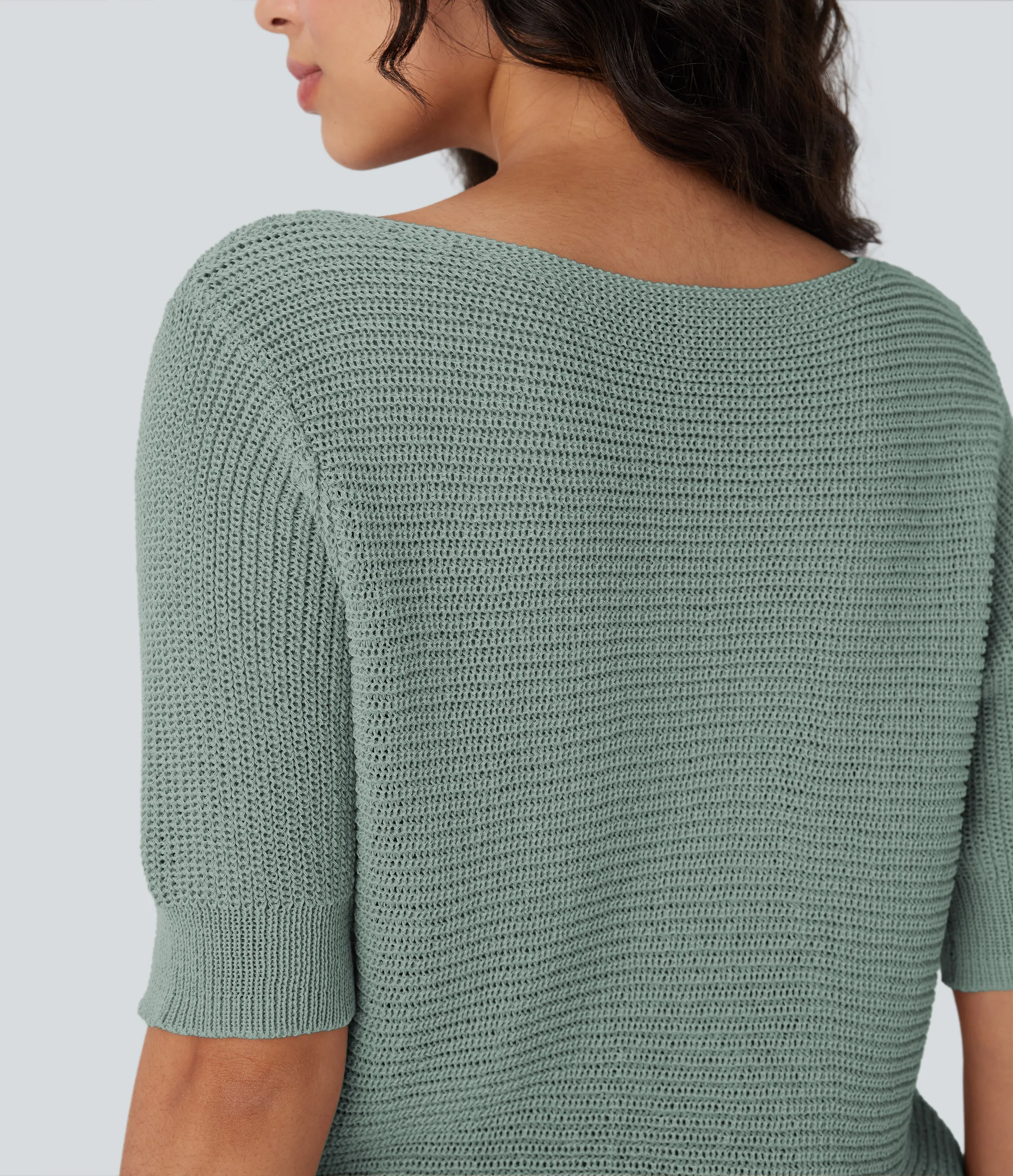 Halara Suéter oficina media manga cuello redondo - Granite Green - XS sold by Halara product image thumbnail 5