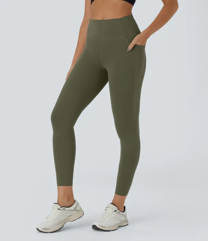 Halara Leggings deportivos moldeadores Halara UltraSculpt™ con tiro alto bolsillos laterales y efecto moldeador de abdomen - Grass Grey Green - M(7/8) sold by Halara