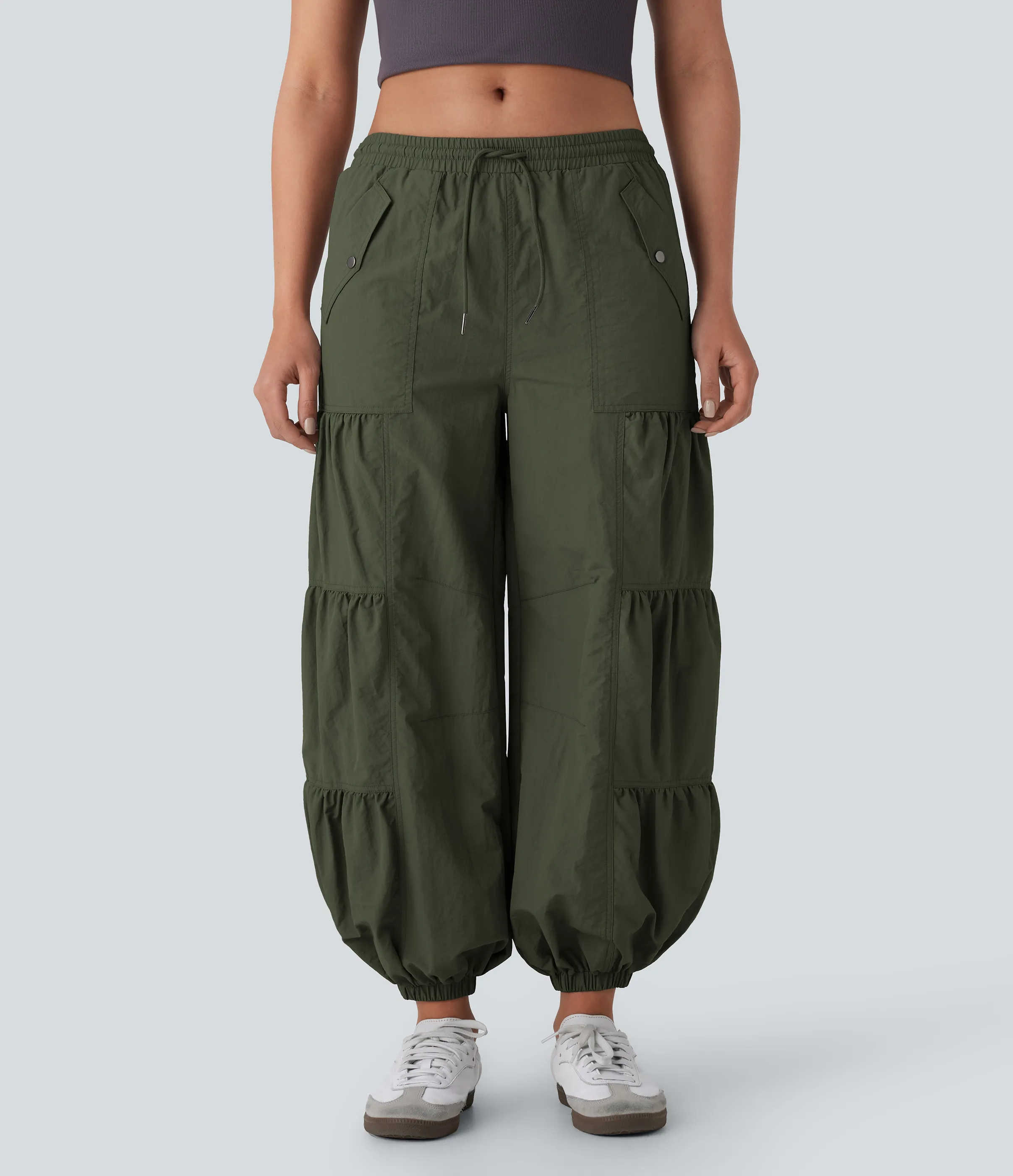 Halara Joggers cargo tiro medio bolsillo lateral fruncido cordón - Deep Tea Green - L(regular) sold by Halara product image thumbnail 5