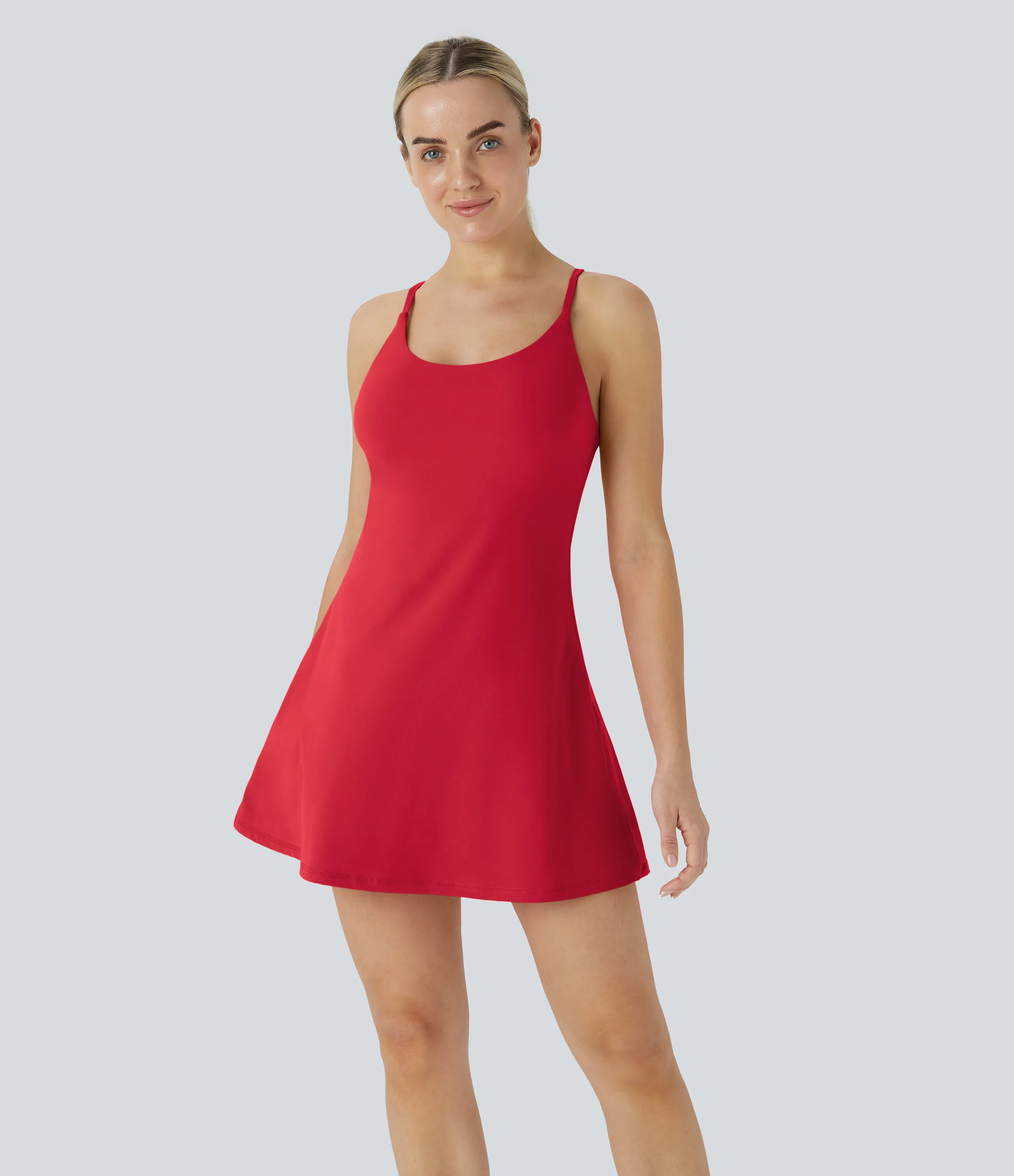Halara Vestido deportivo SoftlyZero™ Plush afelpado sin espalda en copas D-F - Mars Red - M sold by Halara