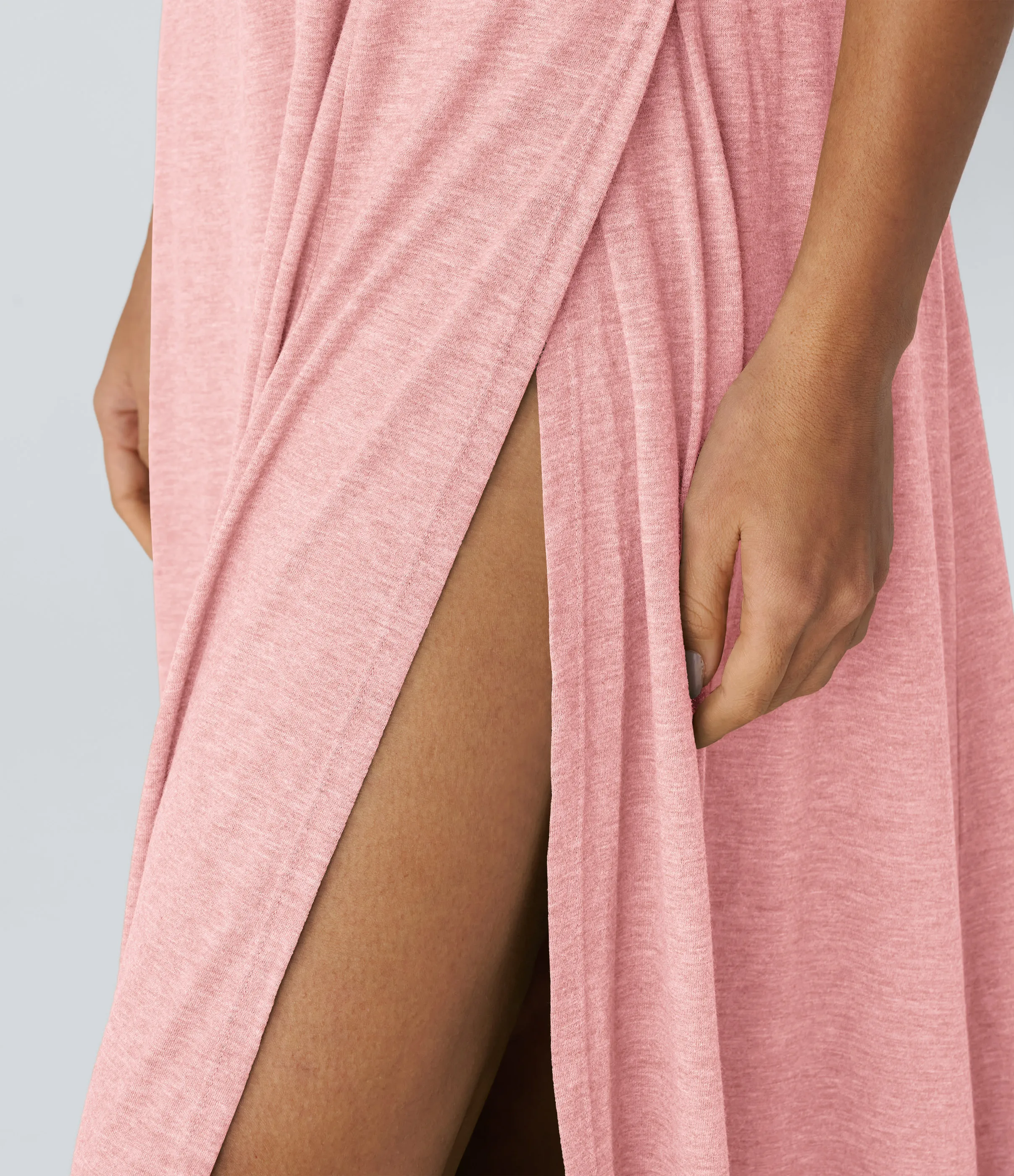 Halara Vestido sin mangas largo fluido dividido sin espalda cuello U - Creole Pink Floral Yarn - S sold by Halara product image thumbnail 5