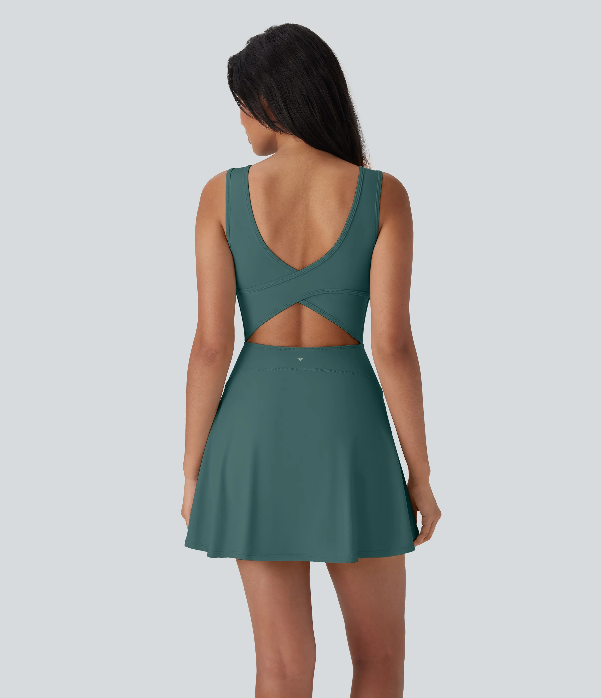 Halara Vestido mini de baile Softlyzero™ Airy 2 en 1 con espalda abierta cruzada y escote en U con bolsillos laterales y fresco al tacto - Easy Peezy - Blue Spruce - XS sold by Halara product image thumbnail 3